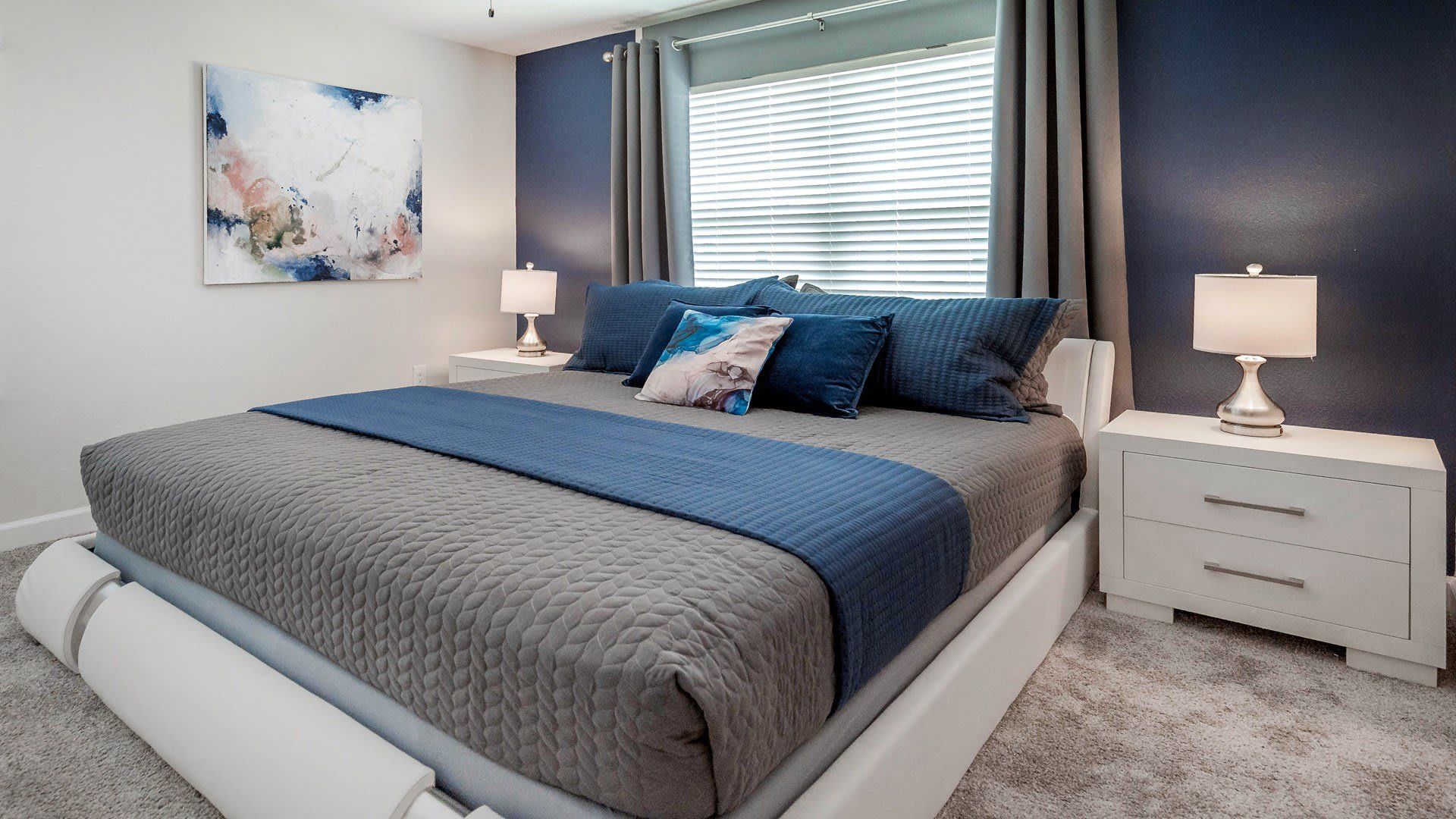 Comfortable king bed in a spacious bedroom, ensuring restful nights and a luxurious atmosphere
