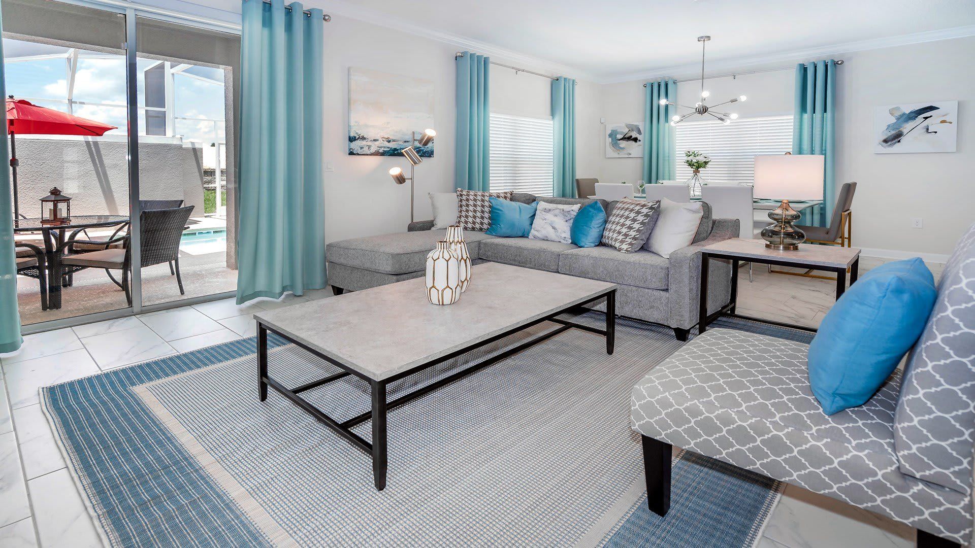 Unwind on plush couches, enjoying a cinematic experience on a luxurious big-screen TV