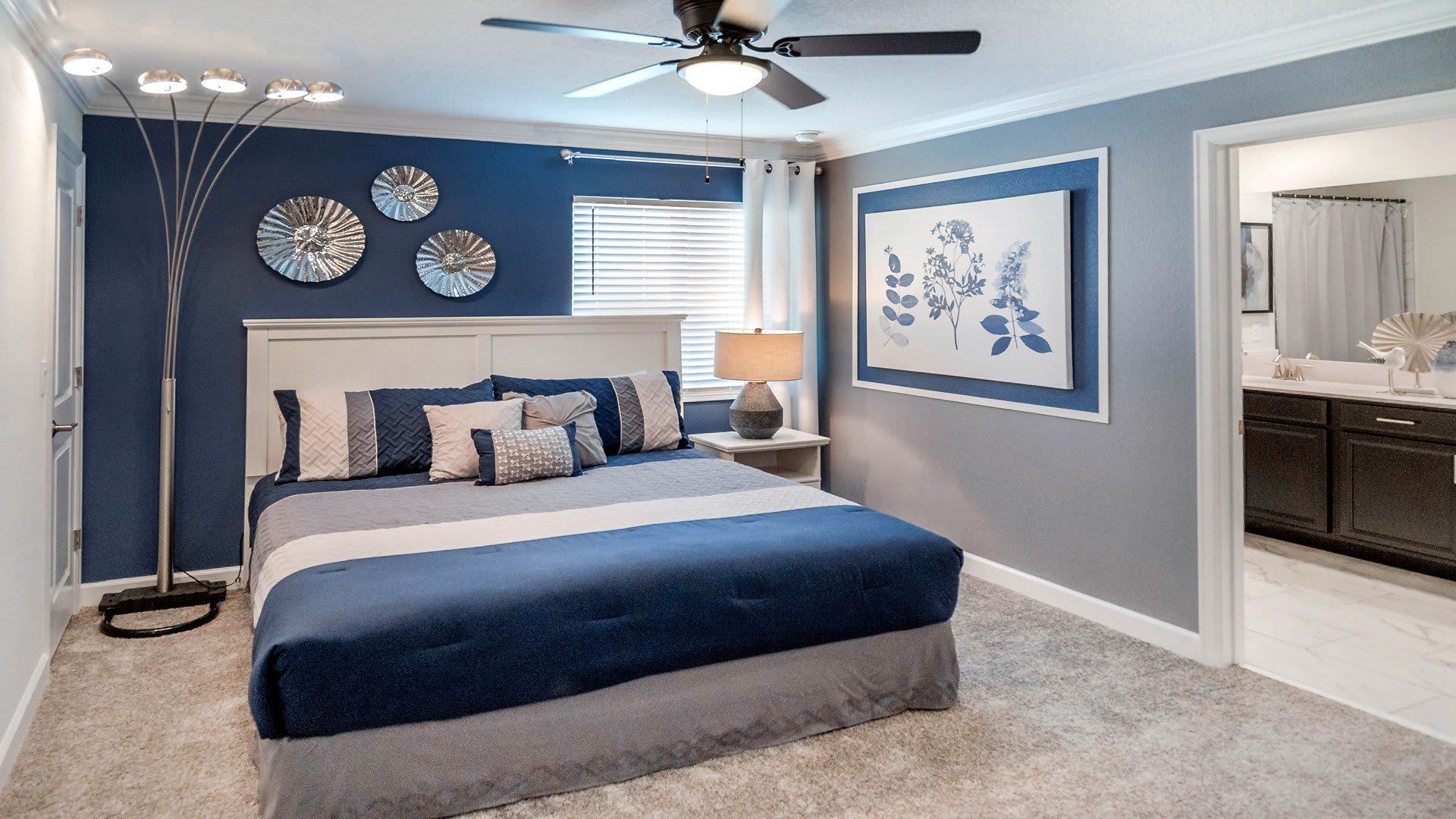 Beautiful bedroom with an attached bathroom, offering convenience and an elegant living space