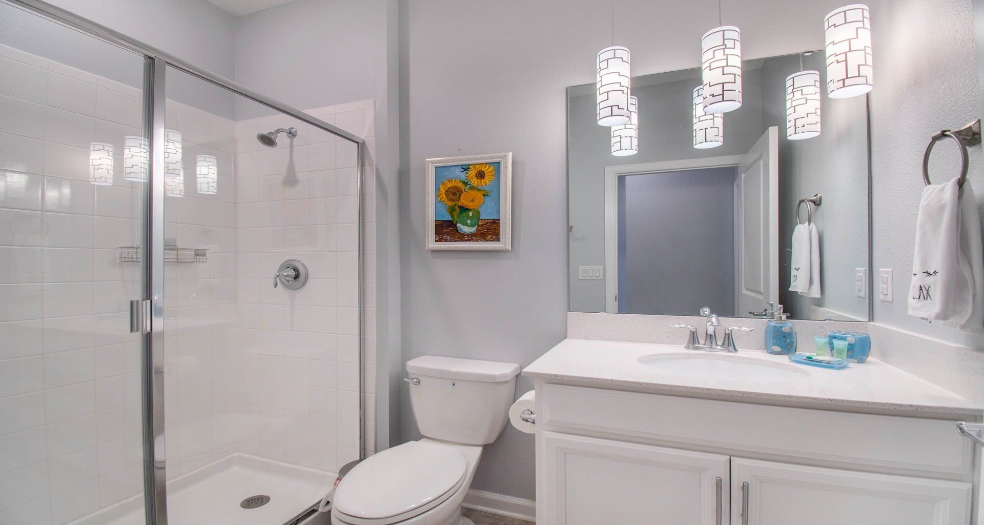 Spotless, sanitized full bathroom ensuring cleanliness and hygiene for a refreshing experience
