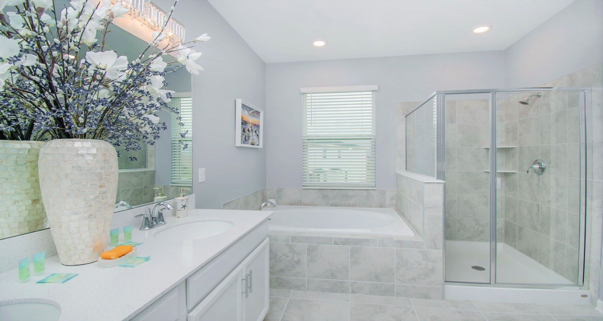 Spotless, sanitized full bathroom ensuring cleanliness and hygiene for a refreshing experience