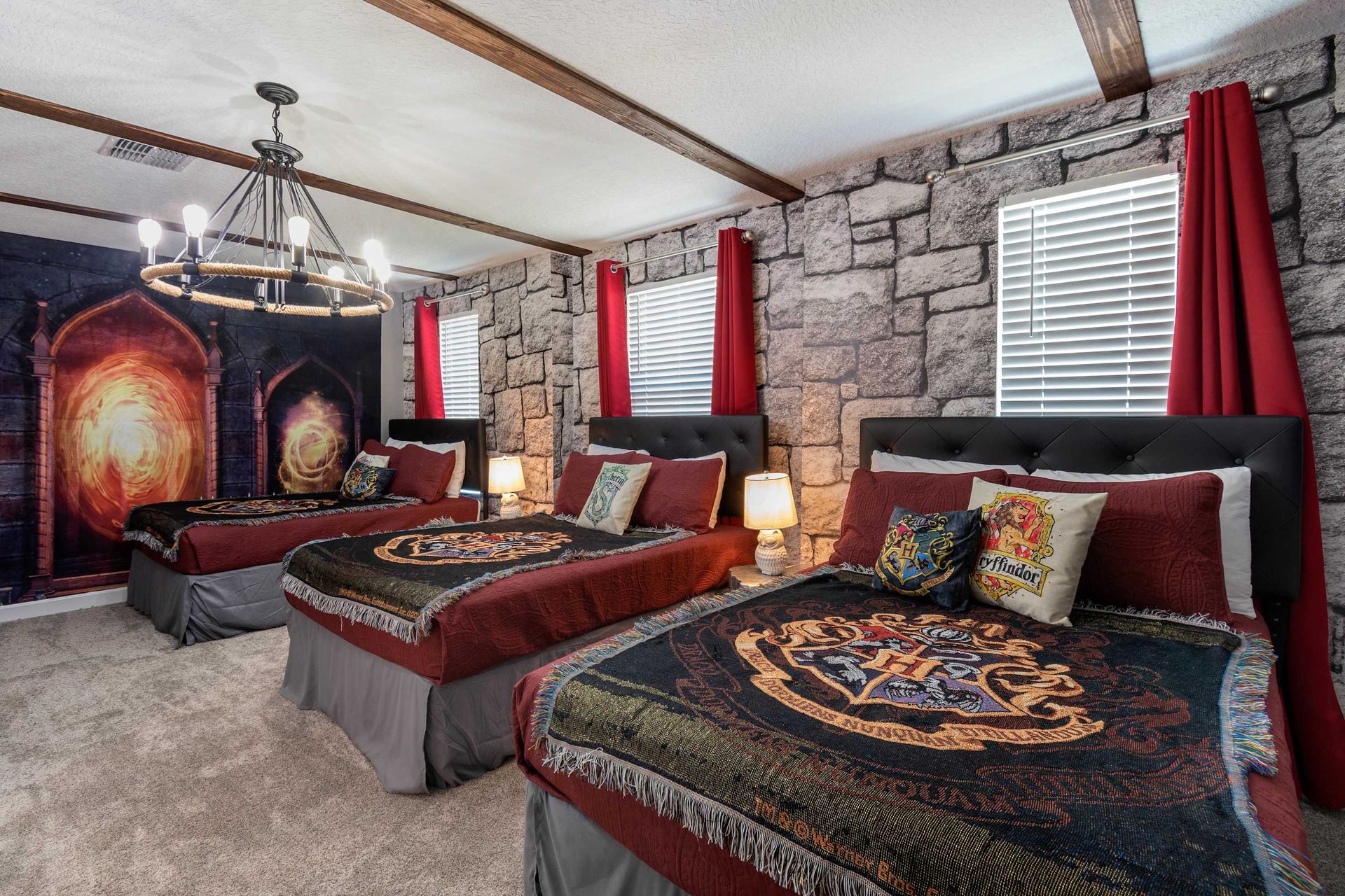 Magical wizard-themed bedroom w/ castle vibes & cozy beds!