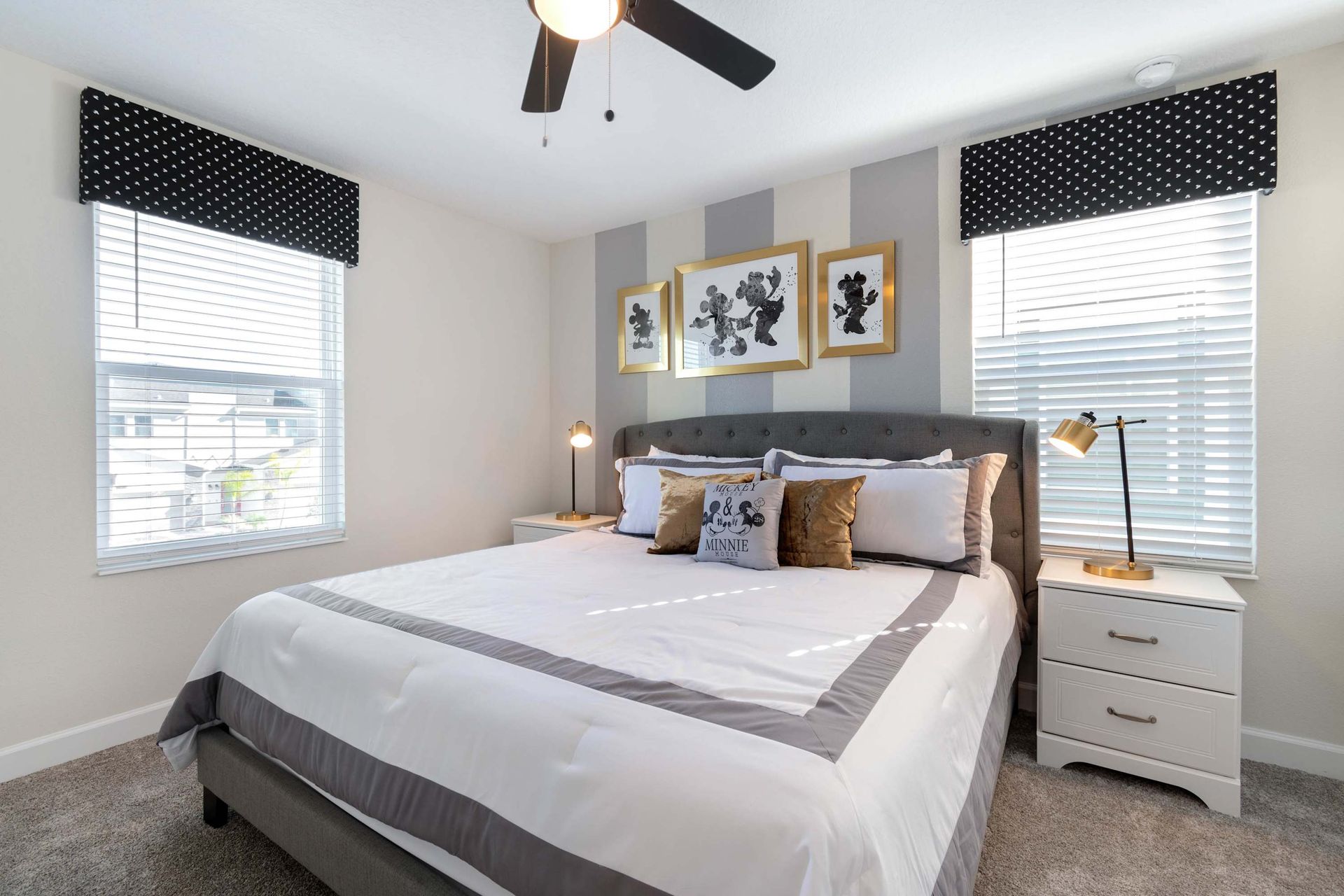Charming Mickey & Minnie-themed bedroom with cozy king bed!