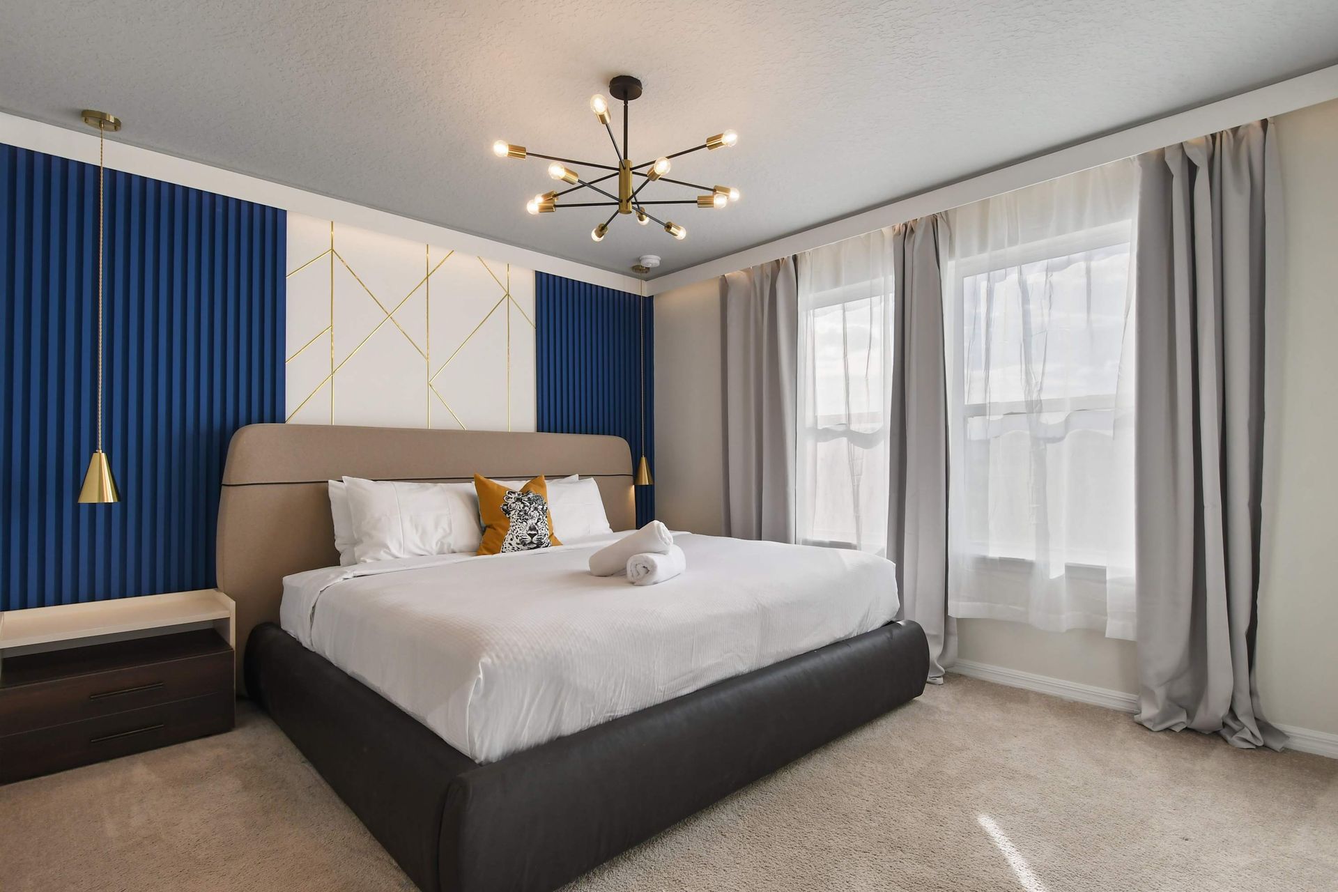 Drift into a peaceful sleep in our cozy bedroom, ensuring a restful night's sleep during your stay.