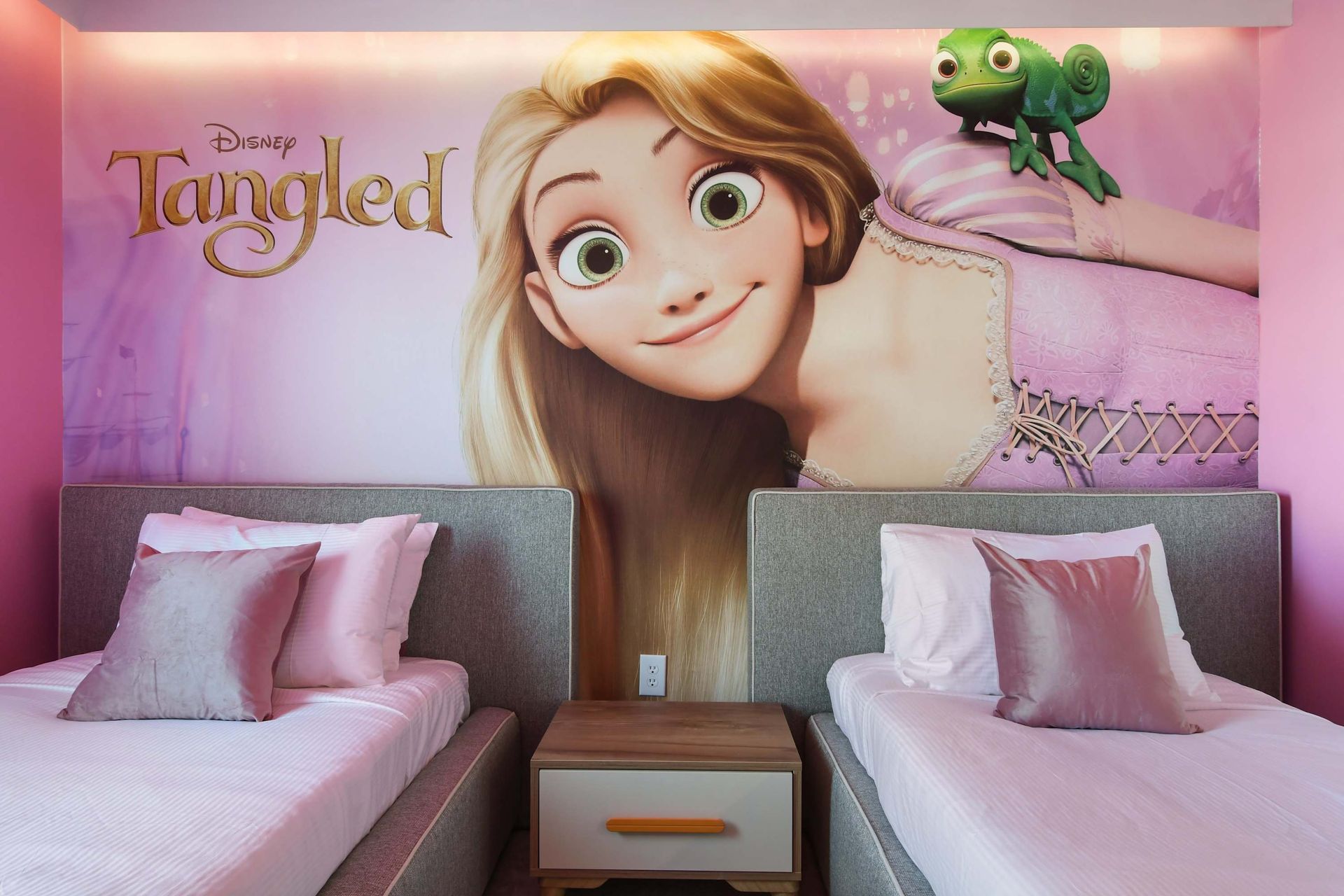 Enjoy the flexibility of our Tangled inspired room with two beds, providing you with a comfortable and accommodating stay tailored to your needs.