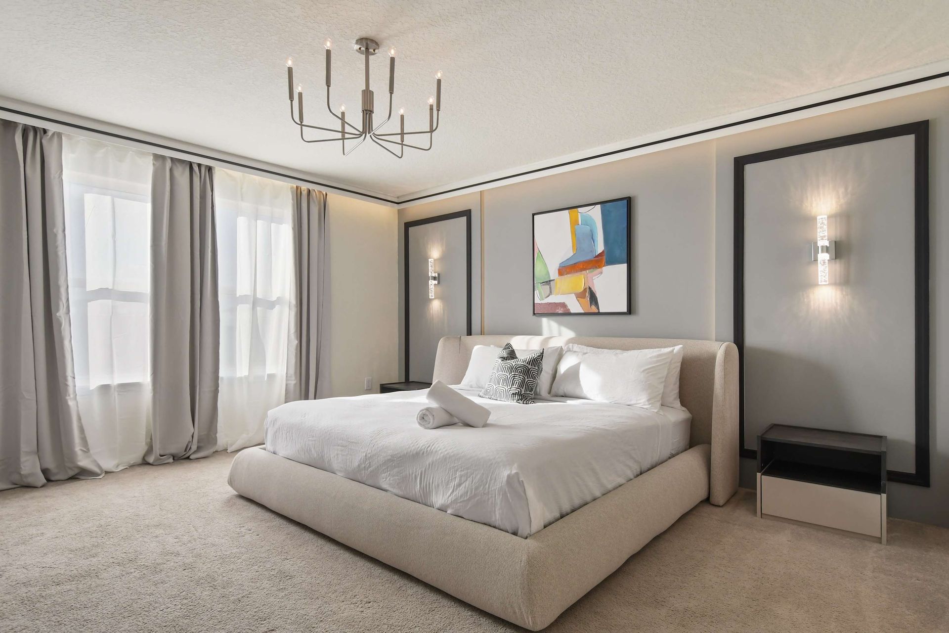 Drift into a peaceful sleep in our cozy bedroom, ensuring a restful night's sleep during your stay.