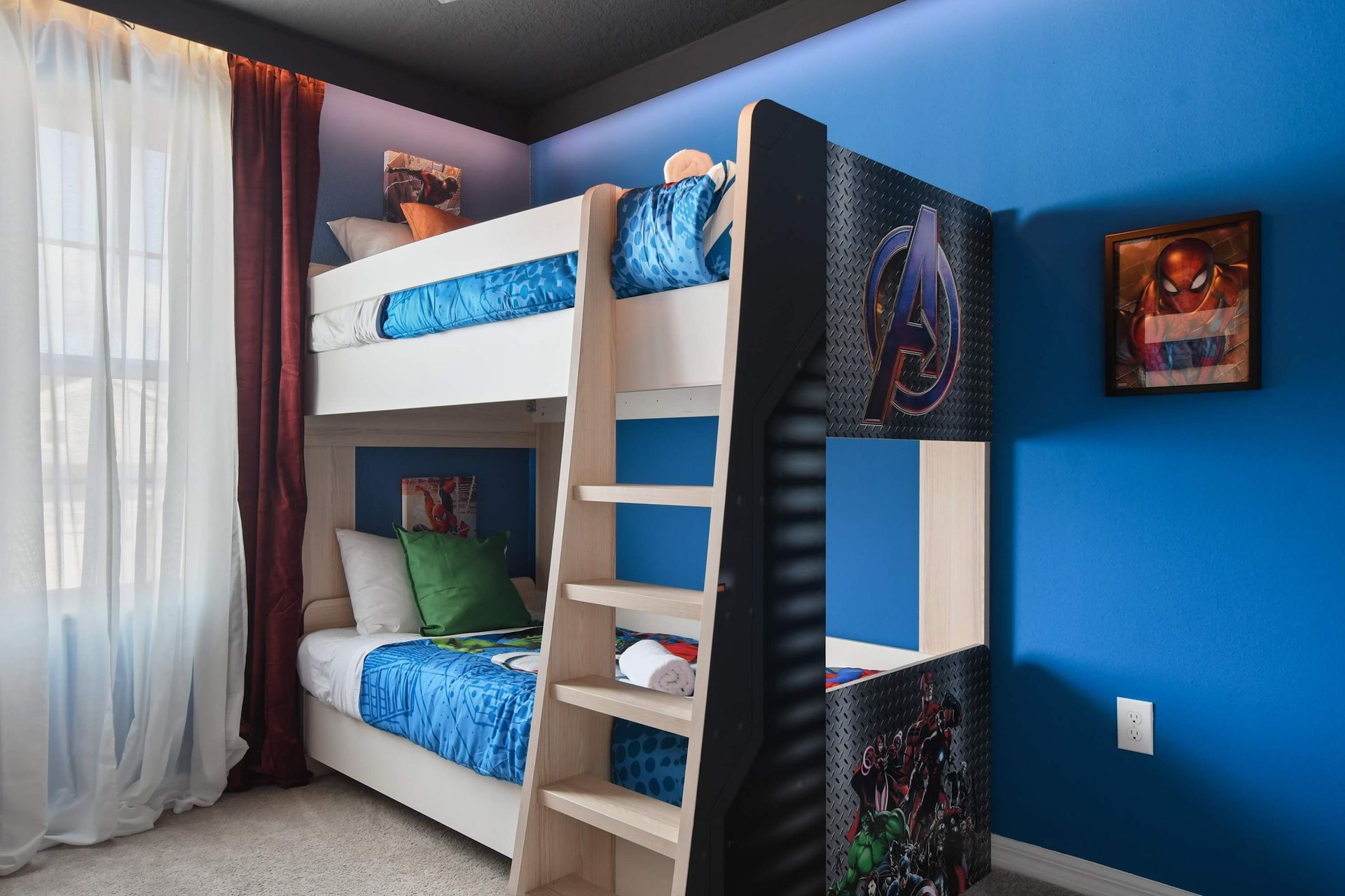 Experience a comfortable stay in our Avengers Inspired room with four beds, offering you the perfect space to relax and recharge after a day of adventure.