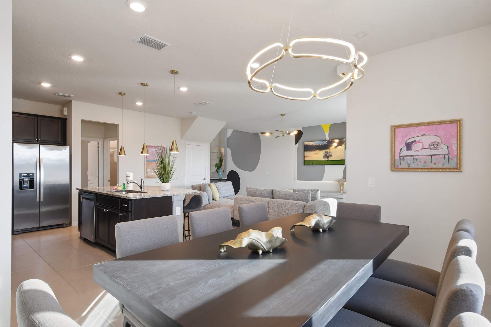 Relax in style in our elegant living room, providing you with a welcoming ambiance during your stay.