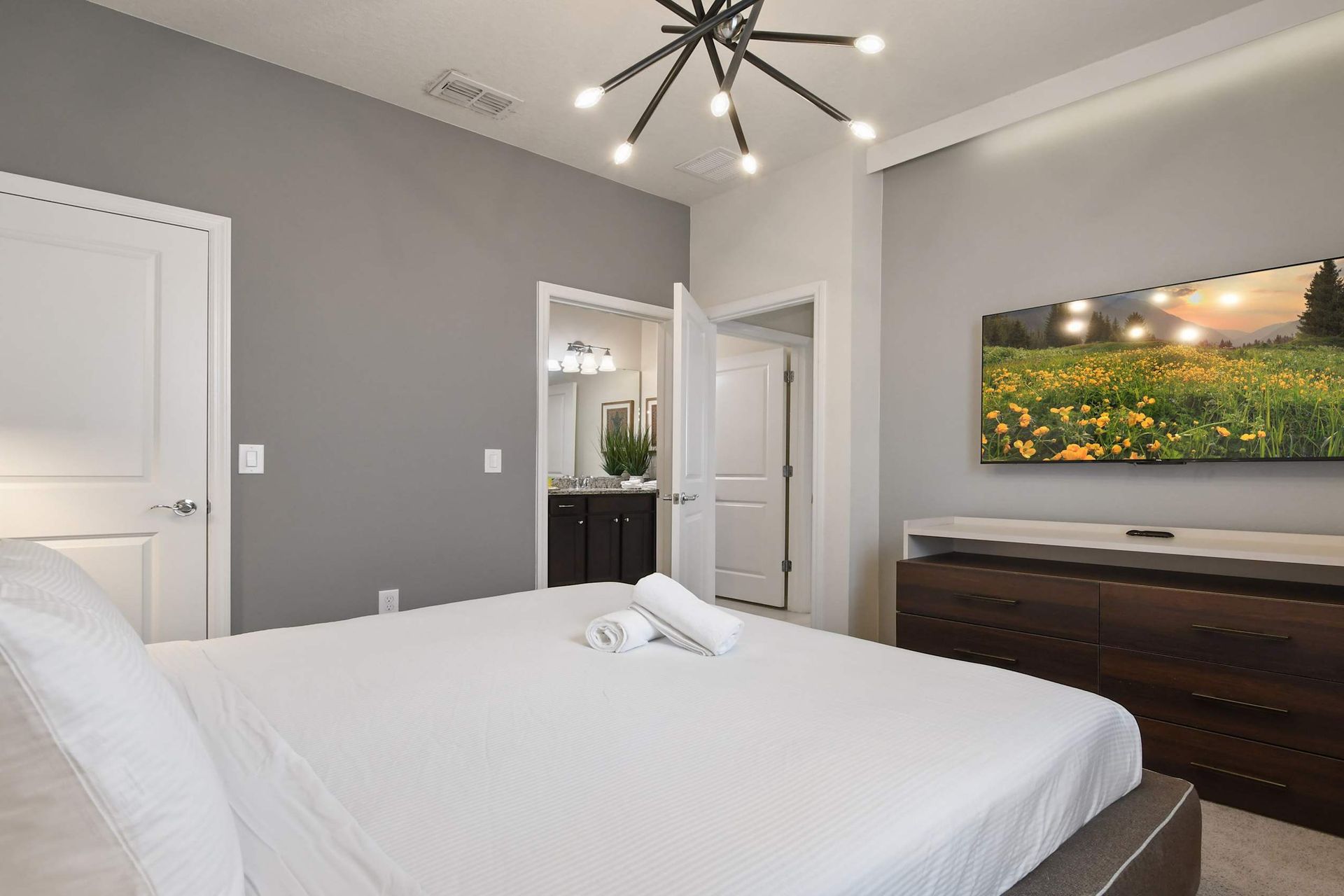 Enjoy a blissful night's sleep in our plush bedroom, designed for your utmost comfort.