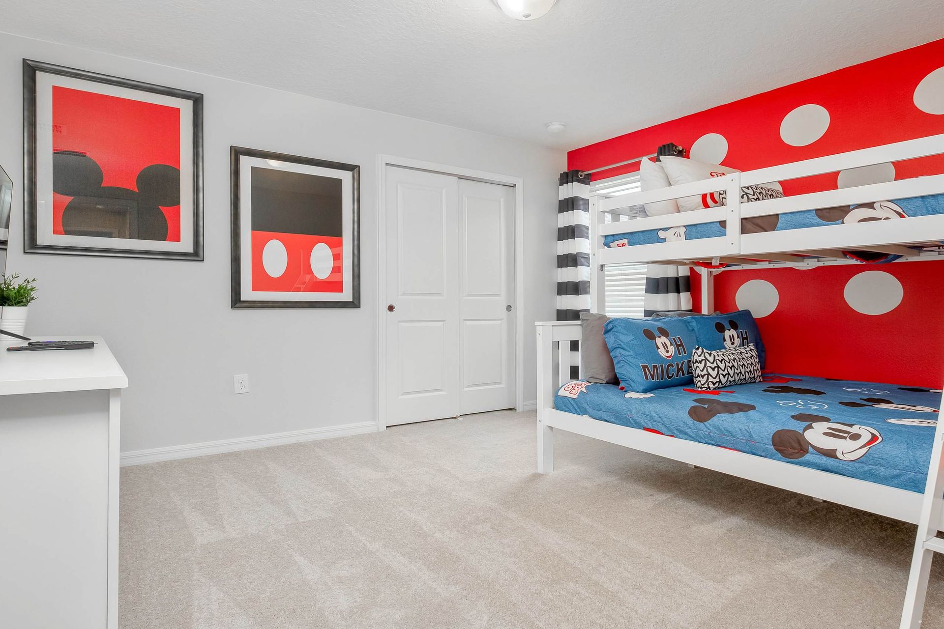 Charming Mickey Mouse-themed bedroom, a delightful space for fans to immerse in the magic of Disney