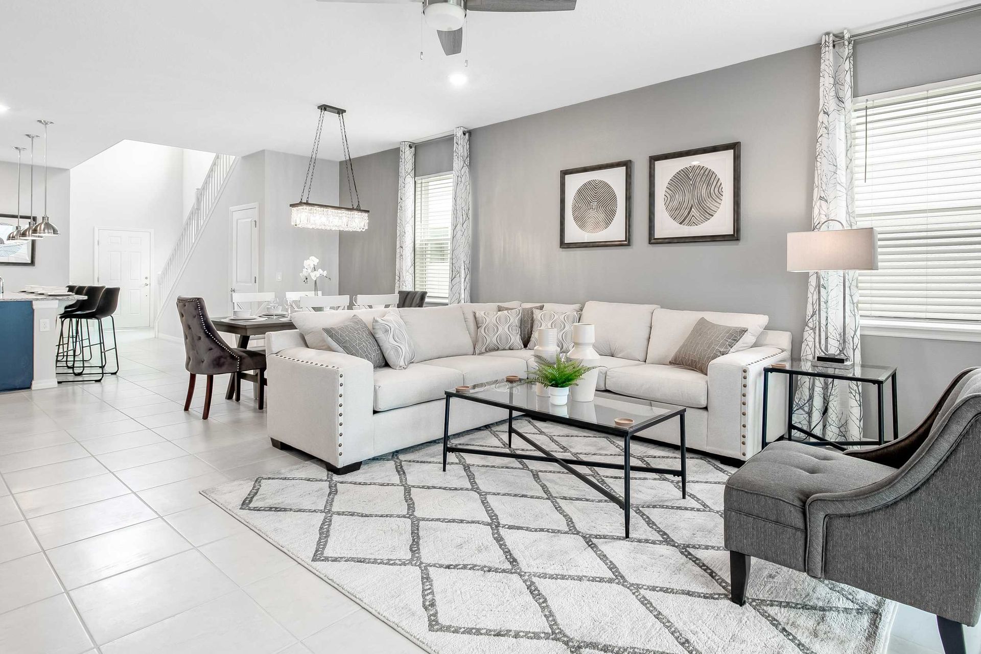 Generous family reunion space, featuring a comfy sofa in a spacious living area for shared moments