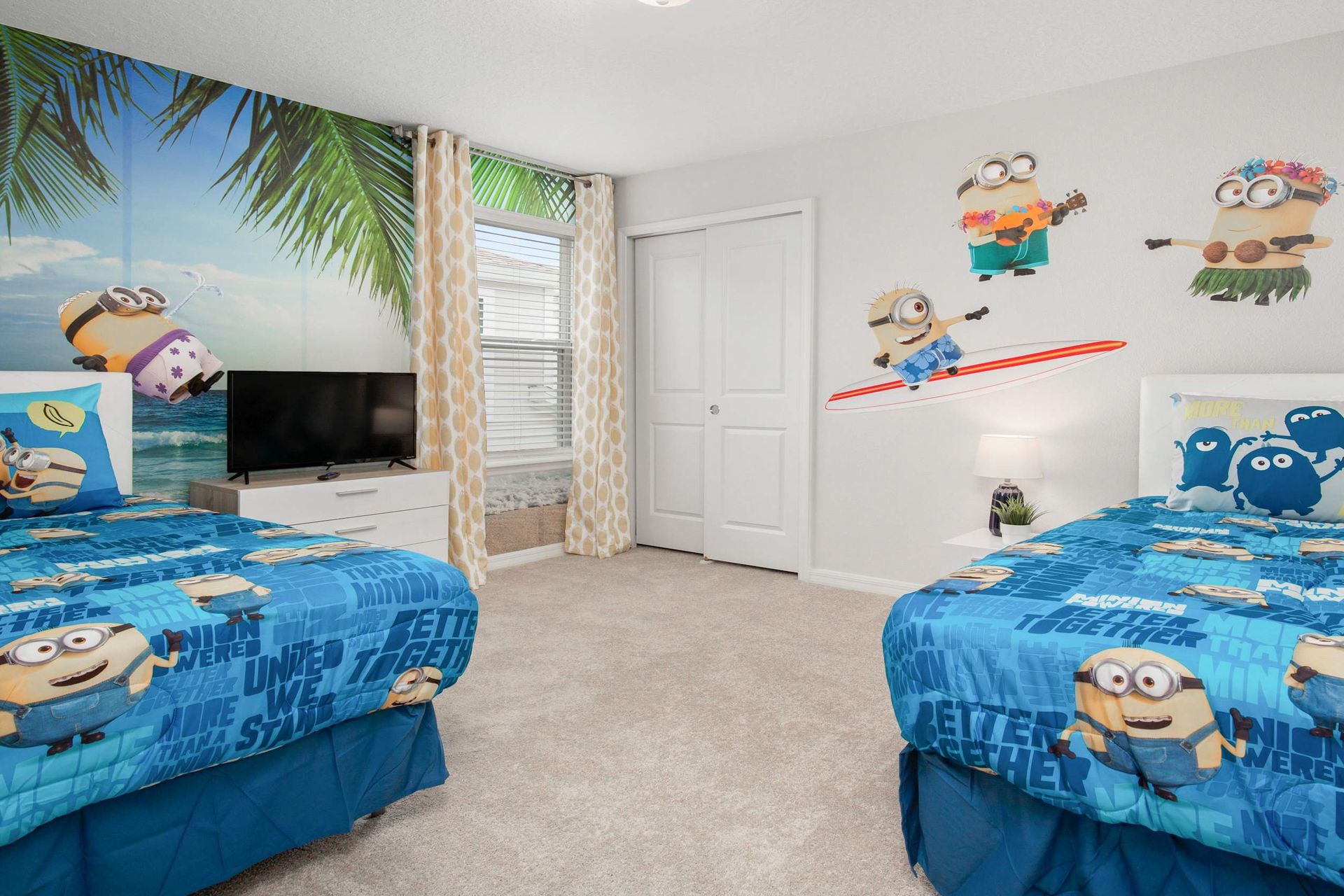 Adorable Minion-themed bedroom, creating a playful and whimsical space for fans of the beloved characters