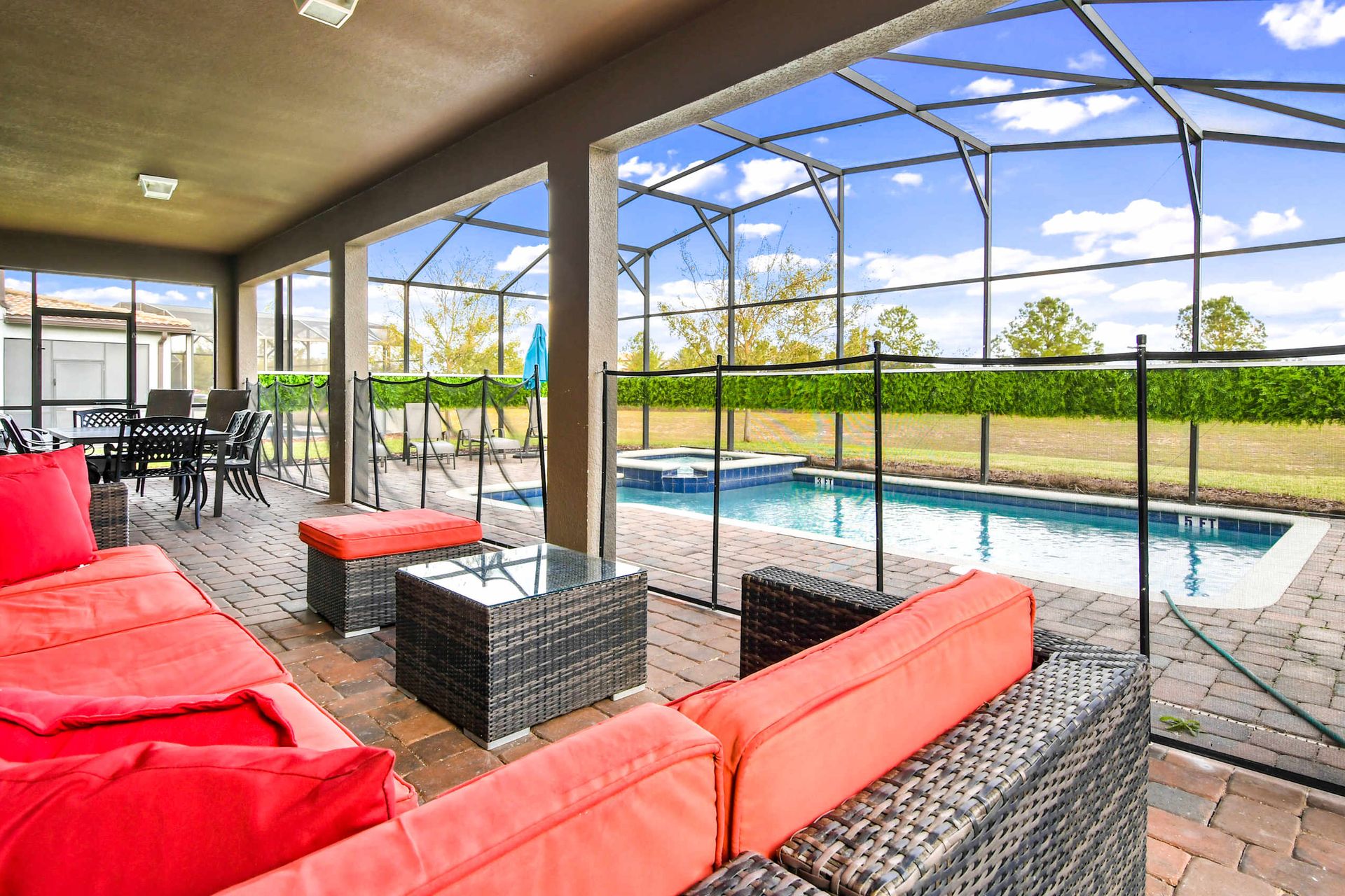 Poolside outdoor seating, offering a relaxed and comfortable setting for leisure and enjoyment.