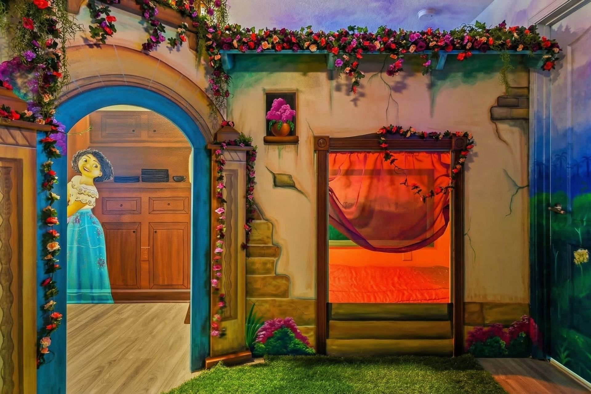 Upstairs bedroom with a delightful Encanto theme, creating a magical and enchanting space for kids to enjoy