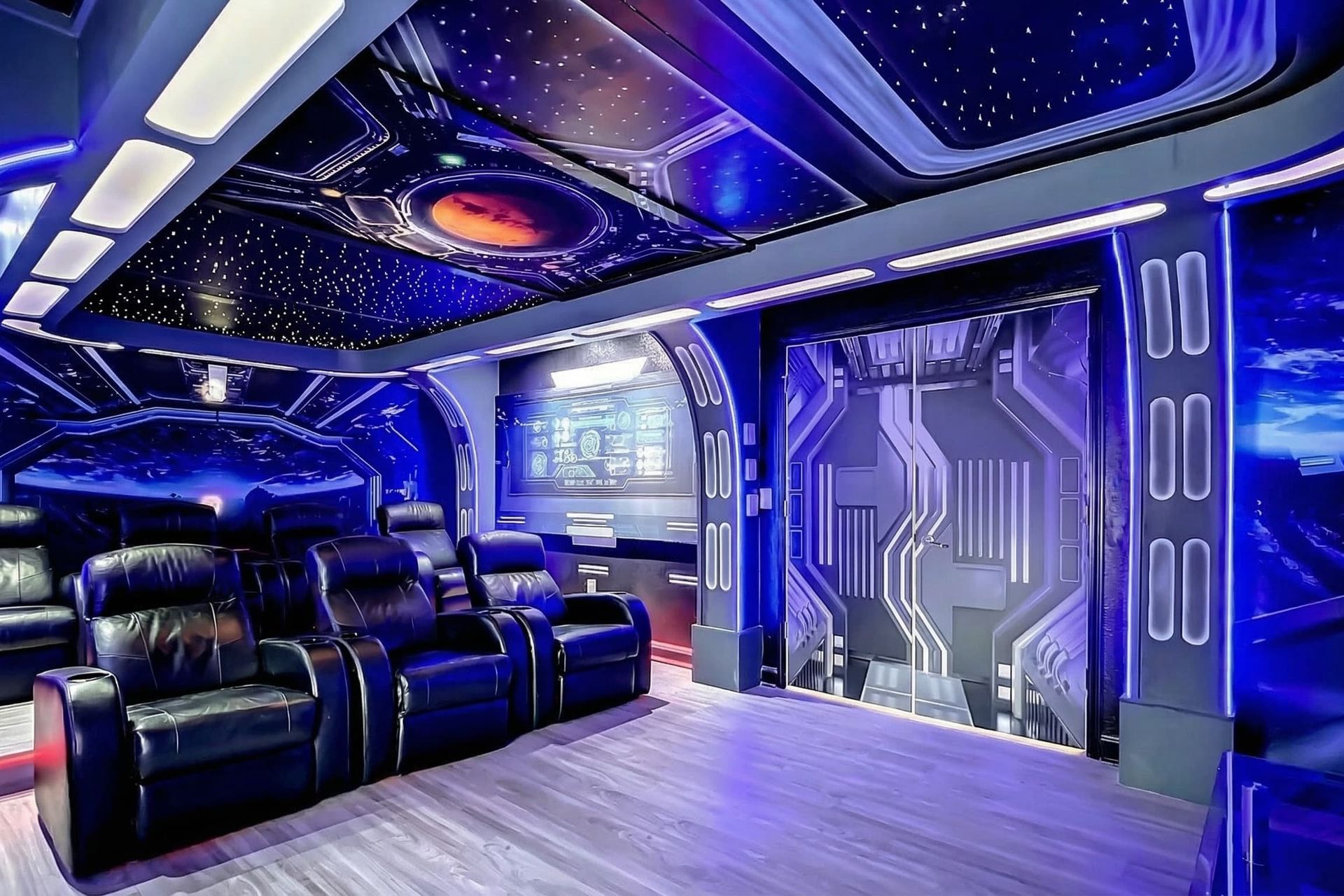 Expansive theater room for an unparalleled private movie experience, perfect for family and friends