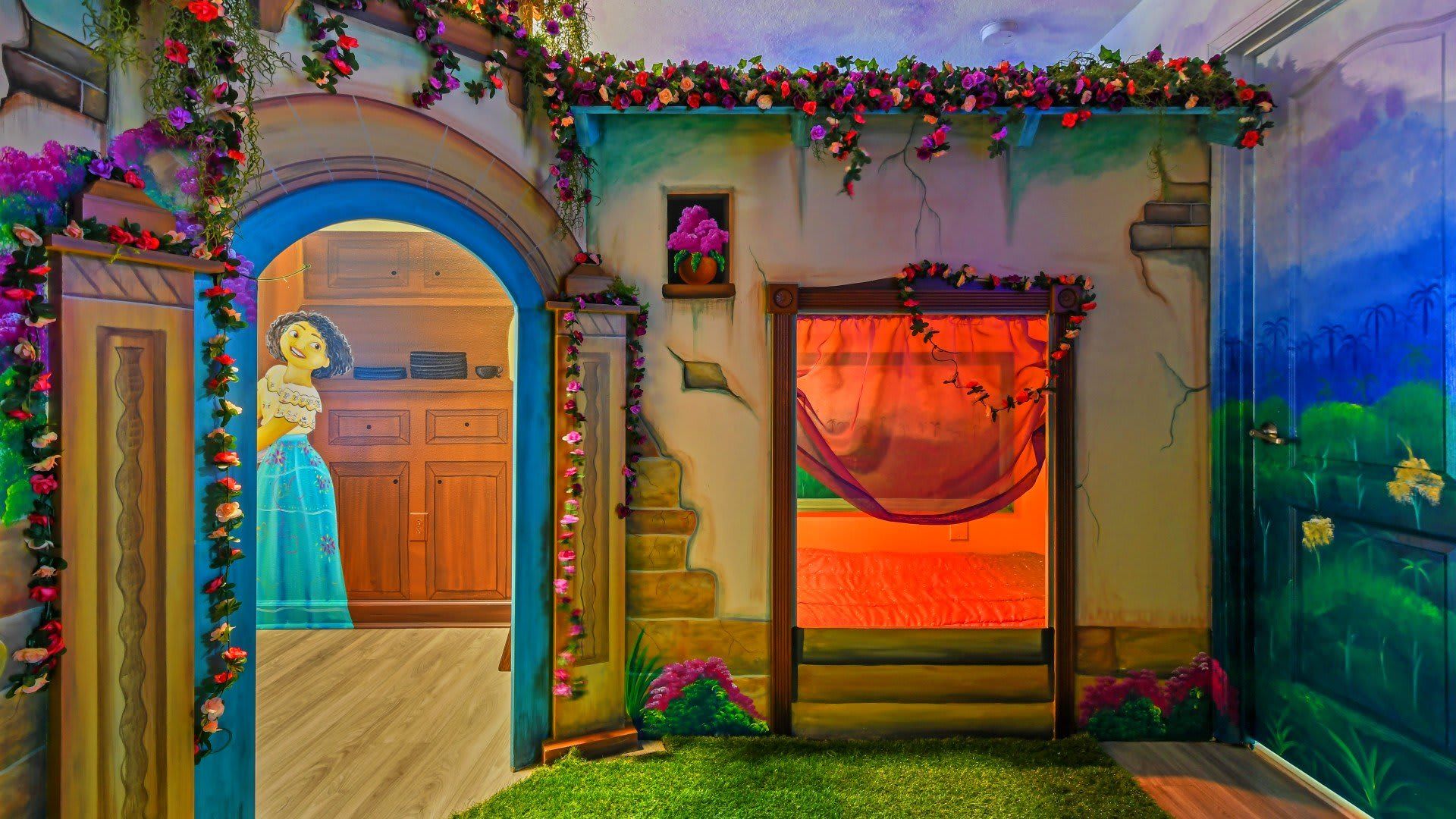 Upstairs bedroom with a delightful Encanto theme, creating a magical and enchanting space for kids to enjoy