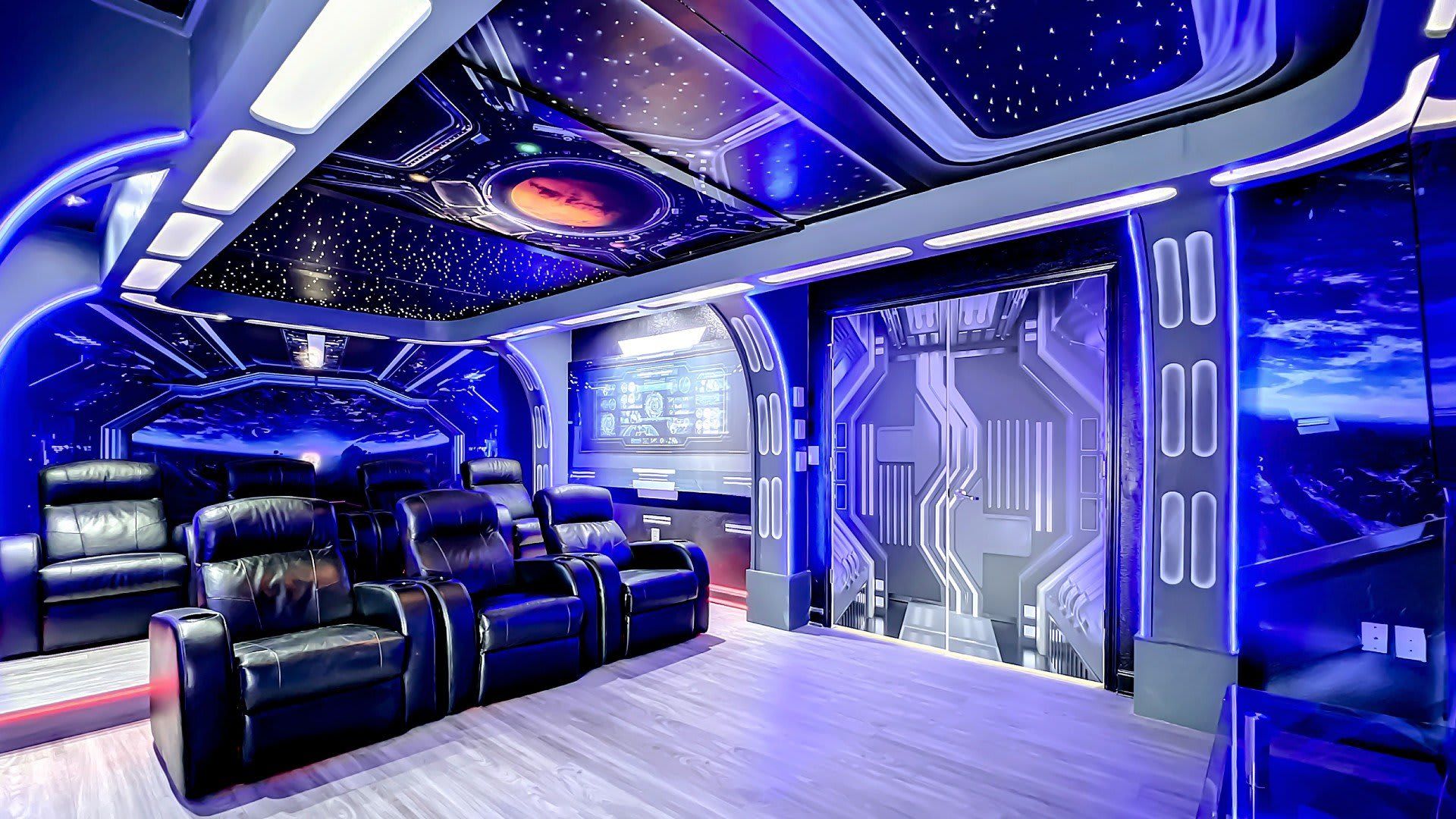 Expansive theater room for an unparalleled private movie experience, perfect for family and friends