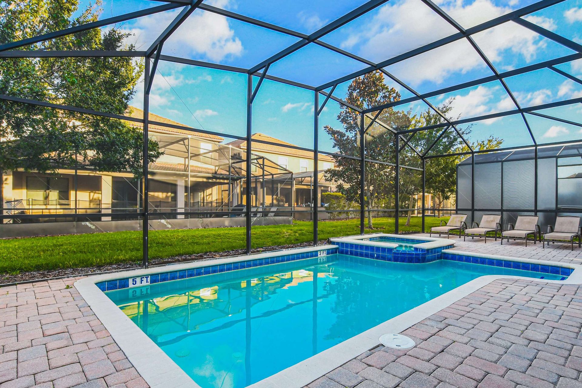 Enjoy a screened oasis, providing a private and serene swimming experience