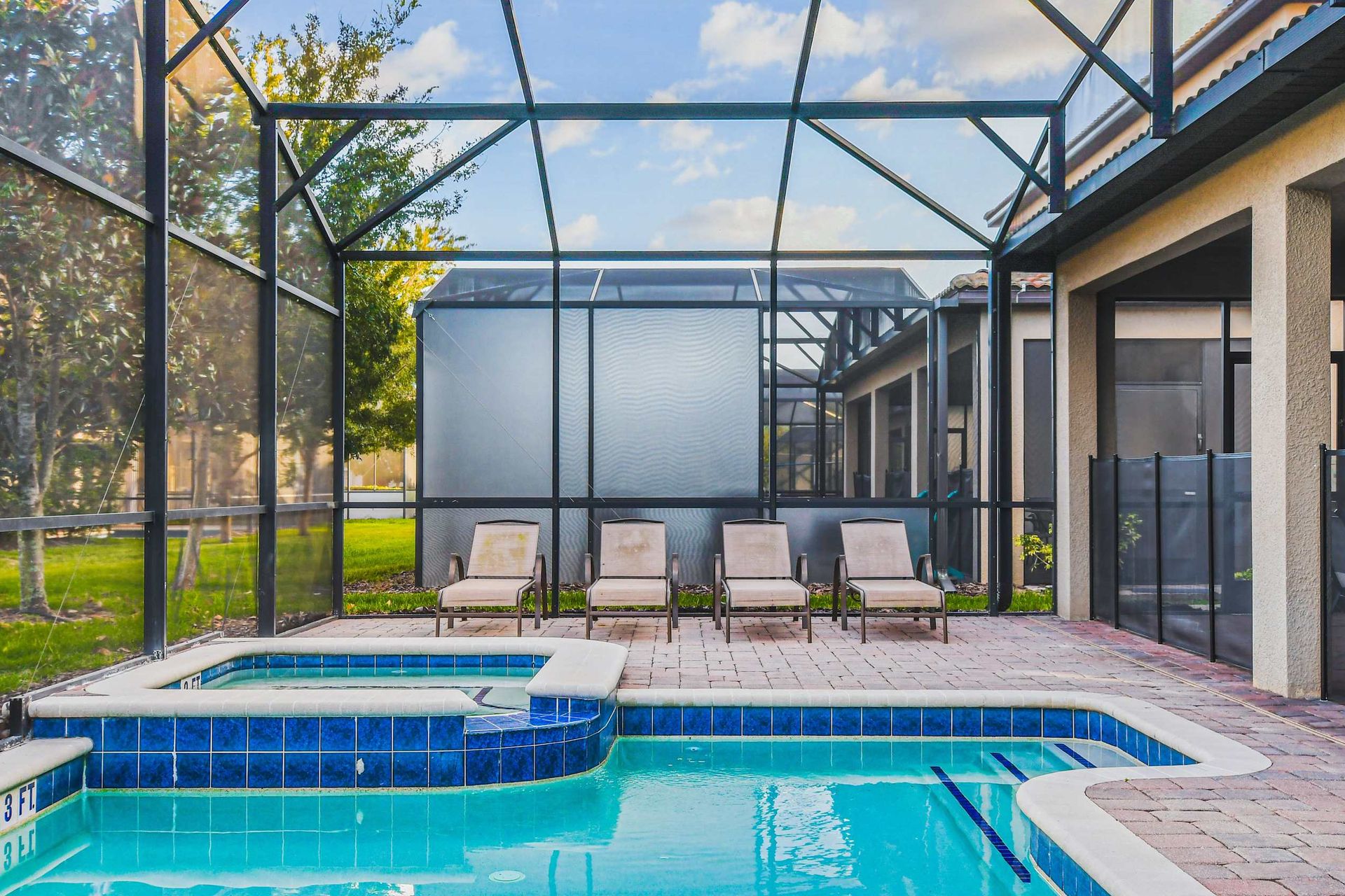 Enjoy a screened oasis, providing a private and serene swimming experience