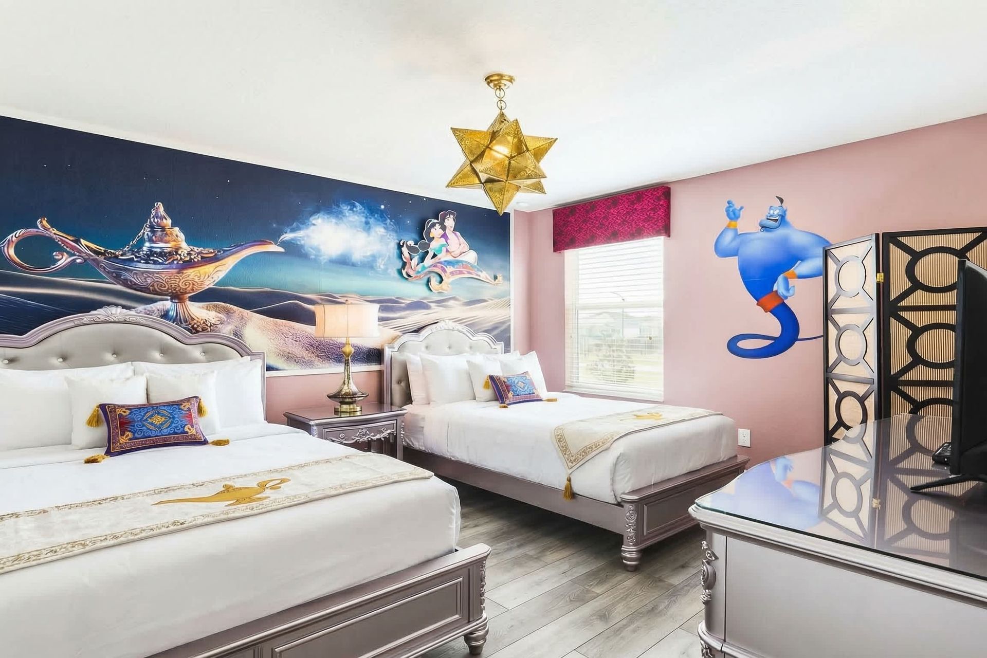 Aladdin-themed bedroom, Arabian Nights comes to life through captivating decor.