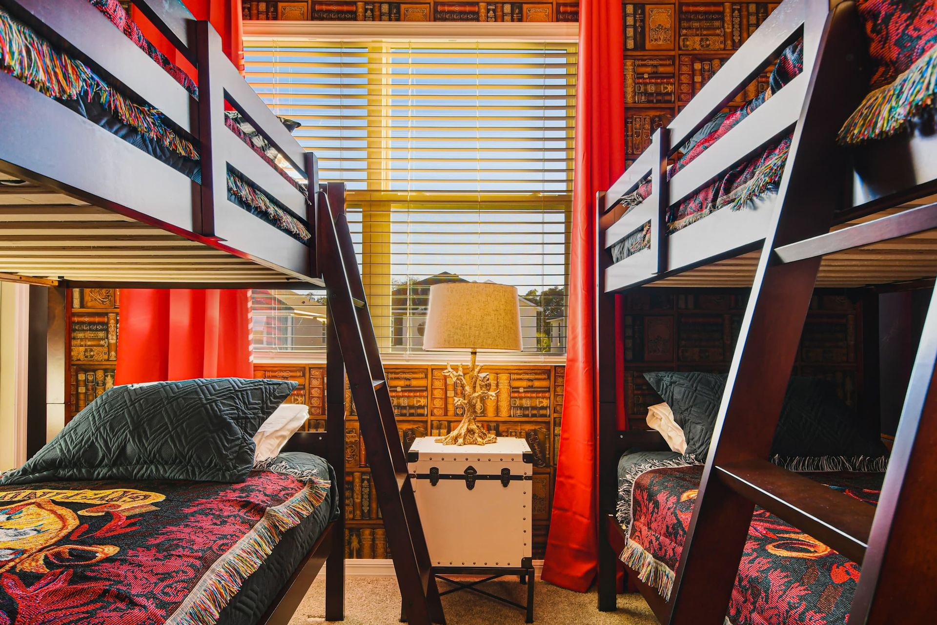 Charming bunk bed room with themed decor and cozy, adventurous vibes.