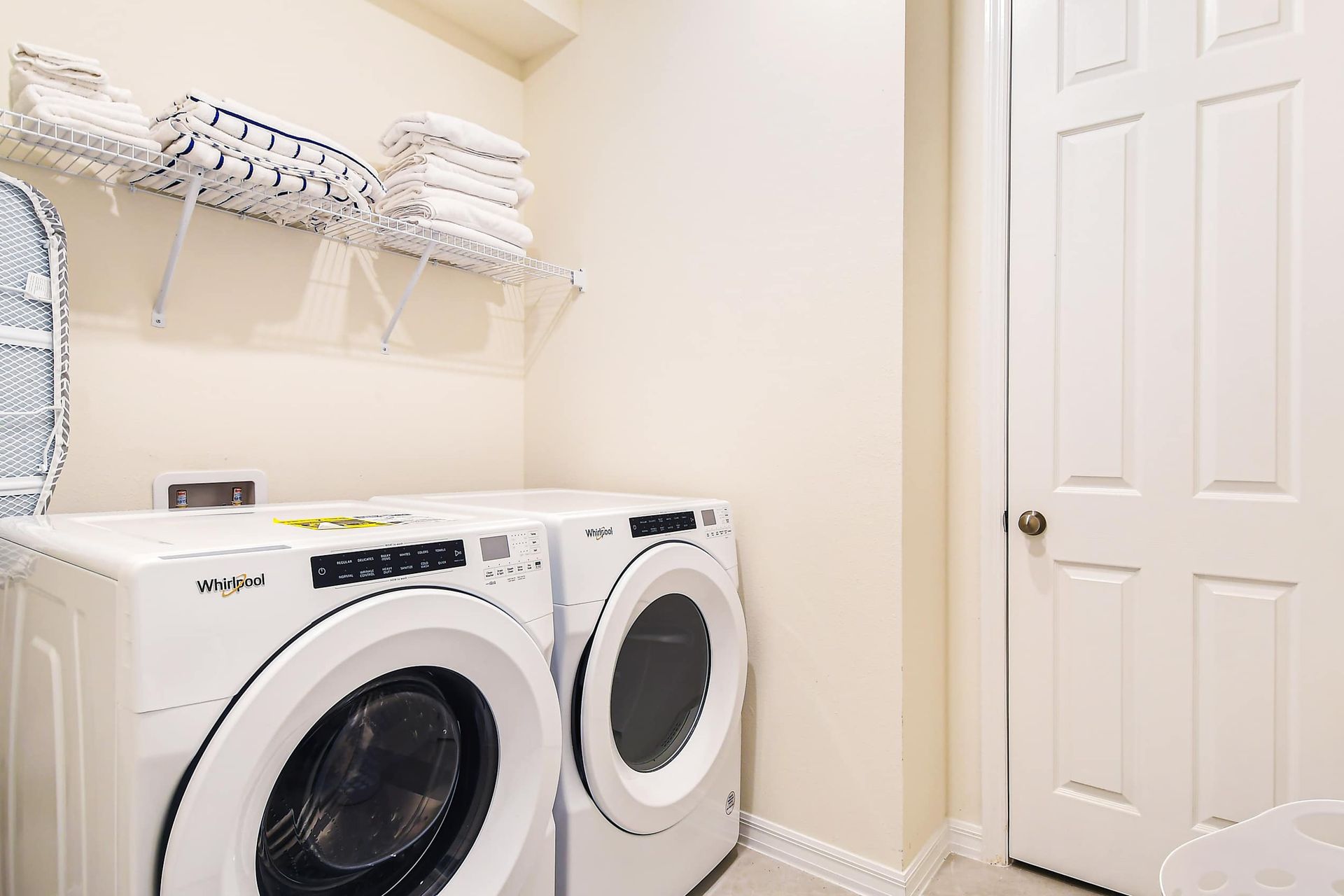 Equipped with a washer for convenient and efficient laundry care within a dedicated and organized space
