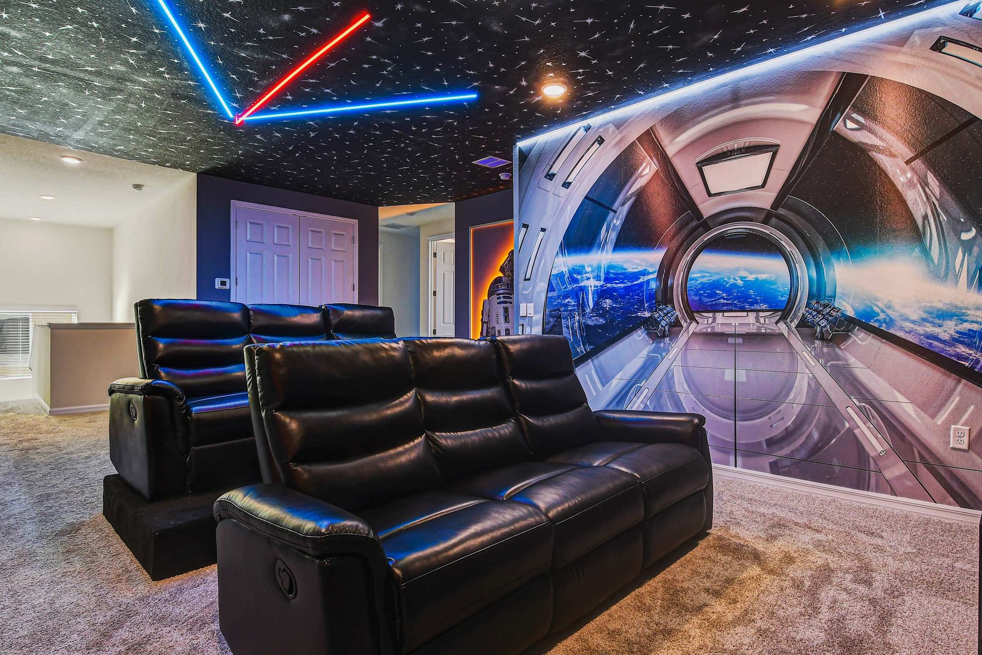 Immerse in Star Wars magic with a dedicated movie space, designed for an epic cinematic experience