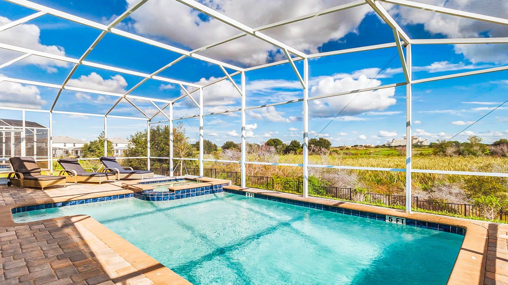 Enjoy a screened oasis, providing a private and serene swimming experience