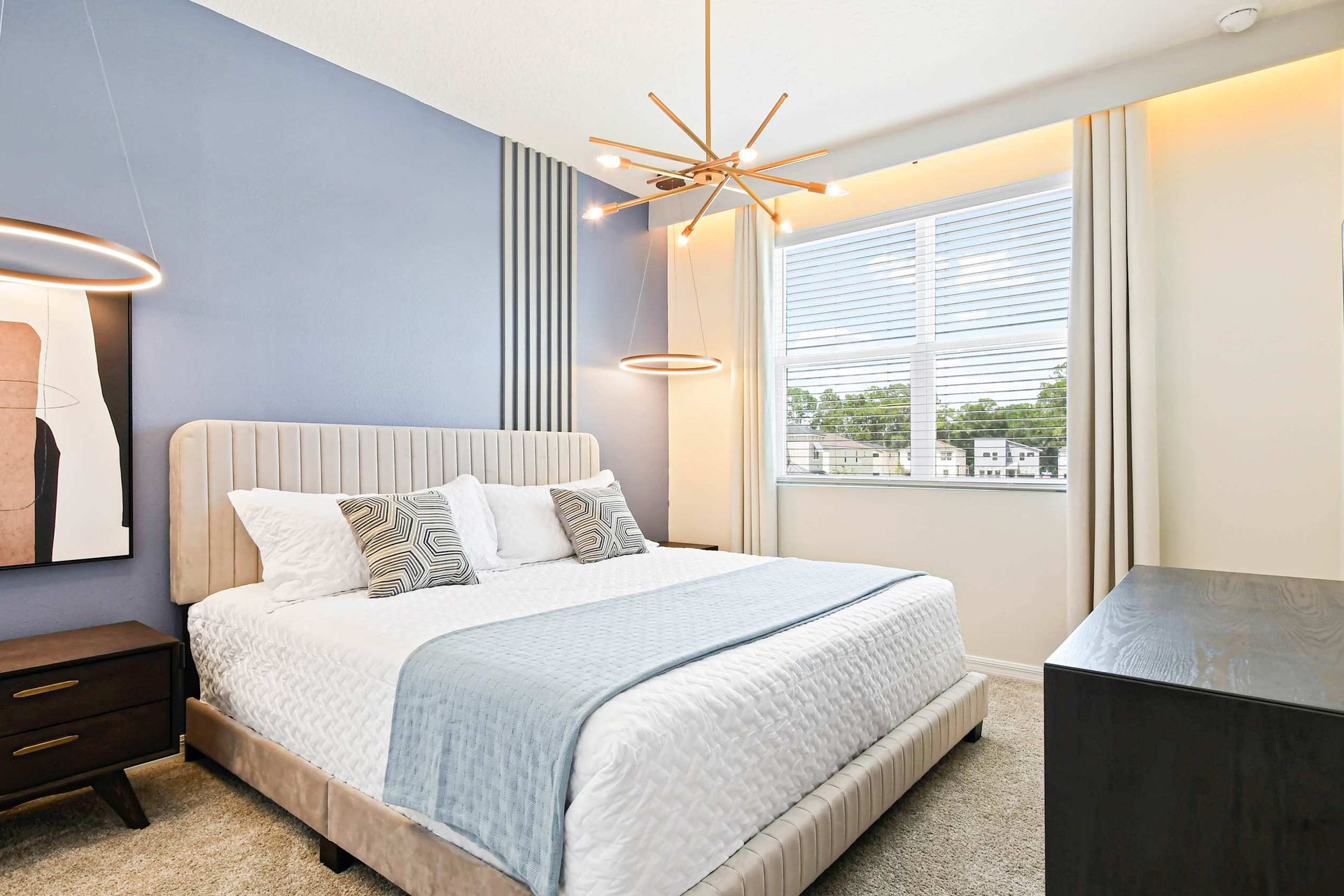 Luxurious comfort with a queen-sized bed, ensuring a restful and spacious sleeping experience.