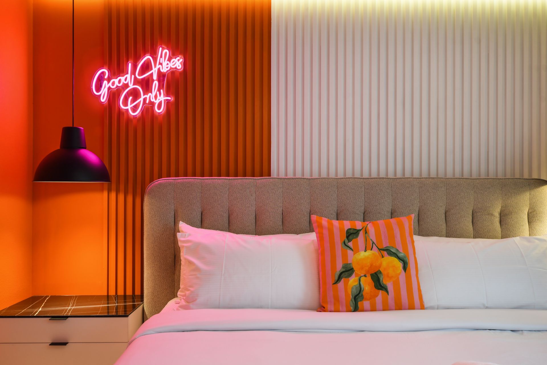 Bright, bold, and cozy room