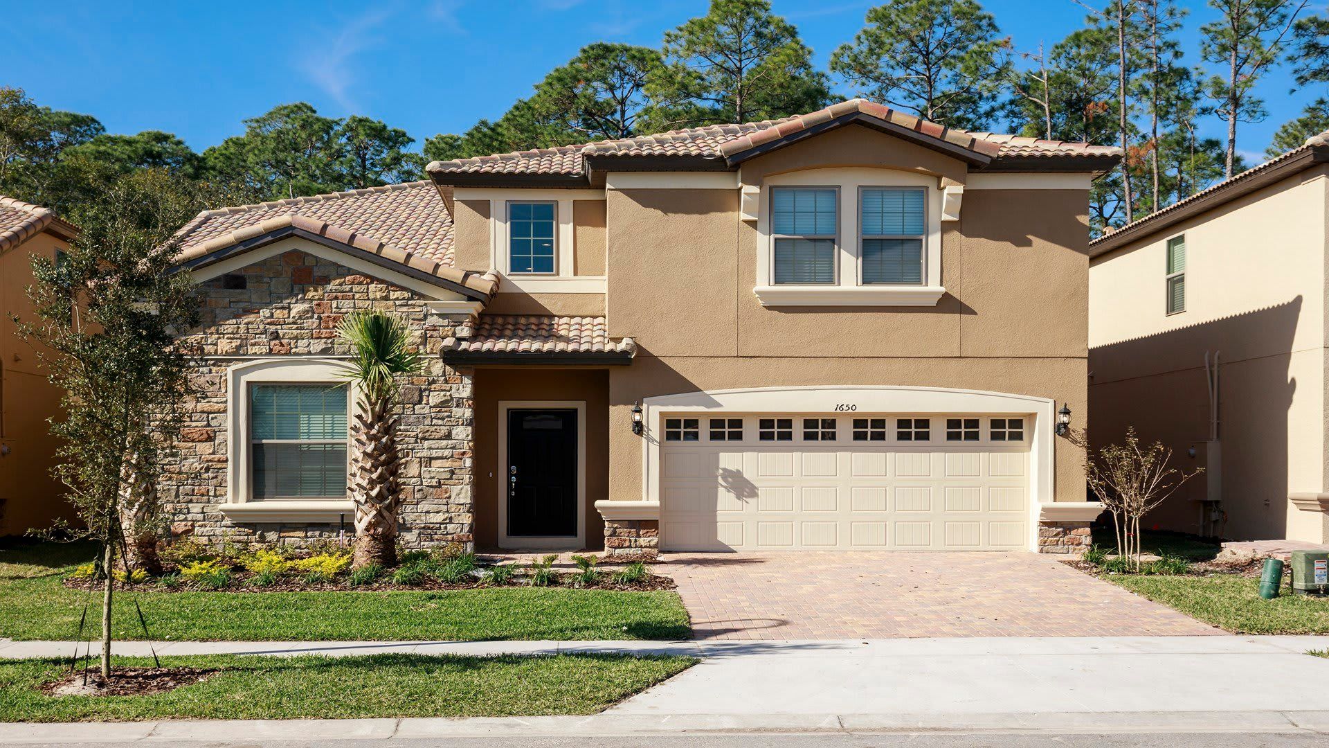 Modern charm with a garage, creating a sleek and functional design.