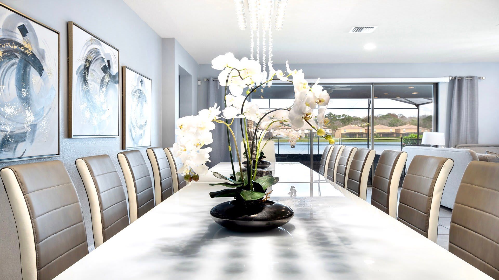 Ample and spacious, providing a generous area for comfortable dining and enjoyable gatherings