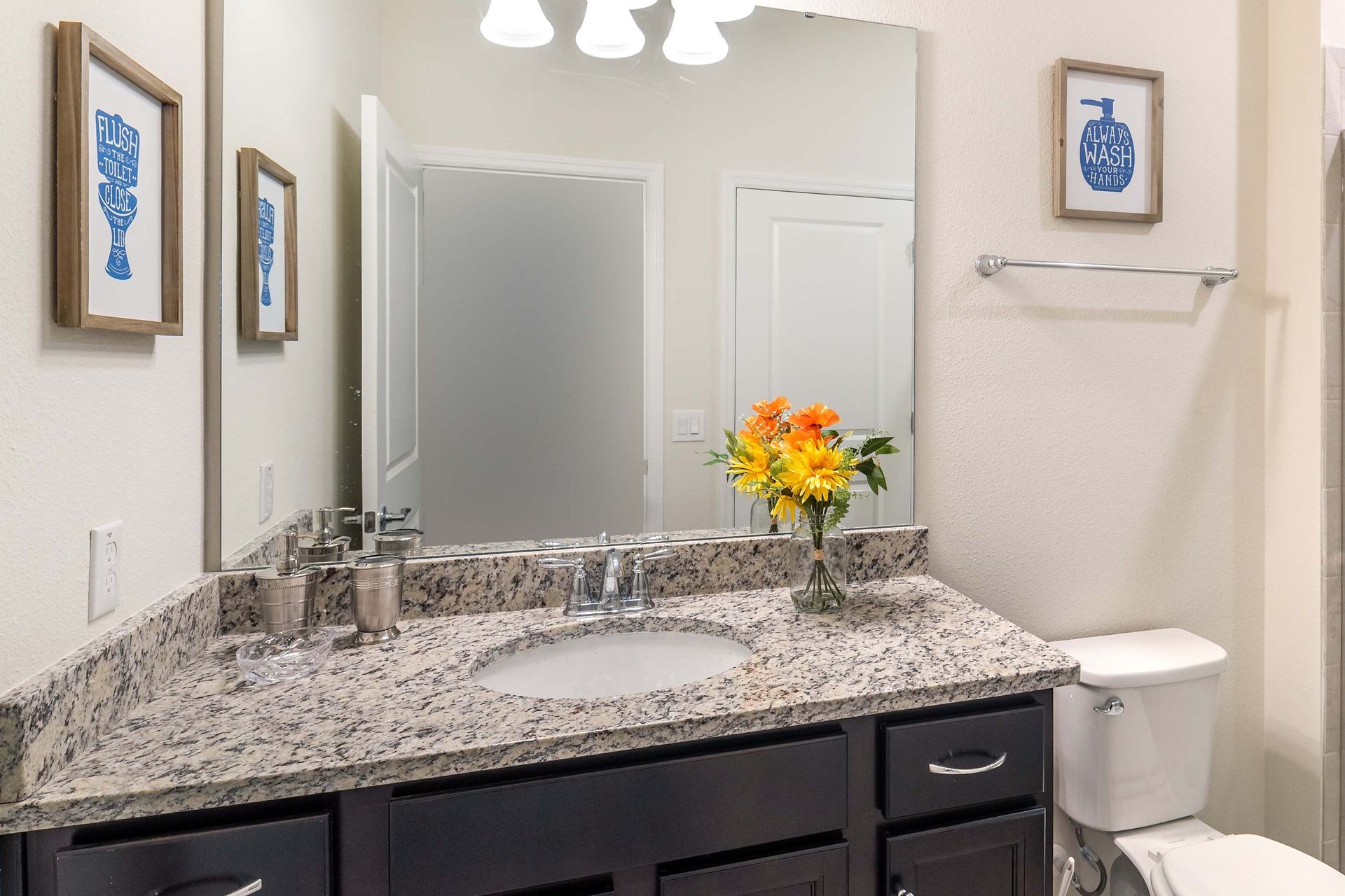 Impeccably clean, providing a spotless and pristine environment for personal care.