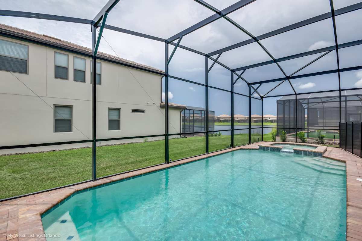 Private screened pool & spa with patio dining—your perfect getaway oasis awaits!