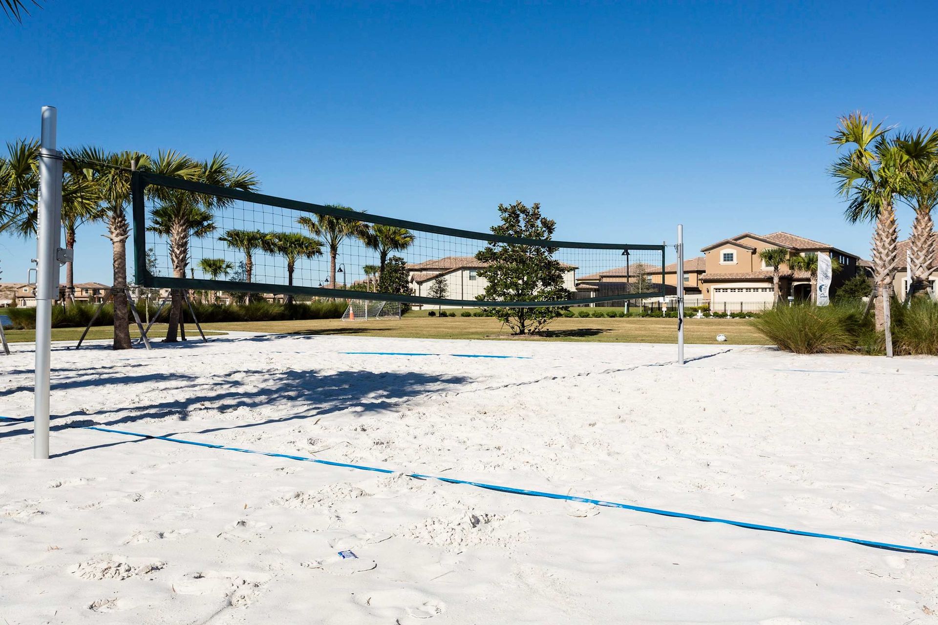 Enjoy a beachy game of sand volleyball under the palm trees—fun in the sun for everyone!