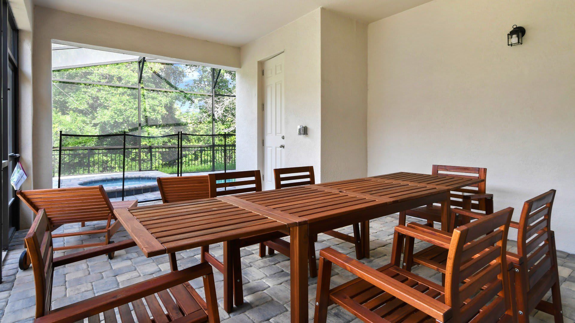 Poolside Seating: Enjoy outdoor comfort with seating by the pool.