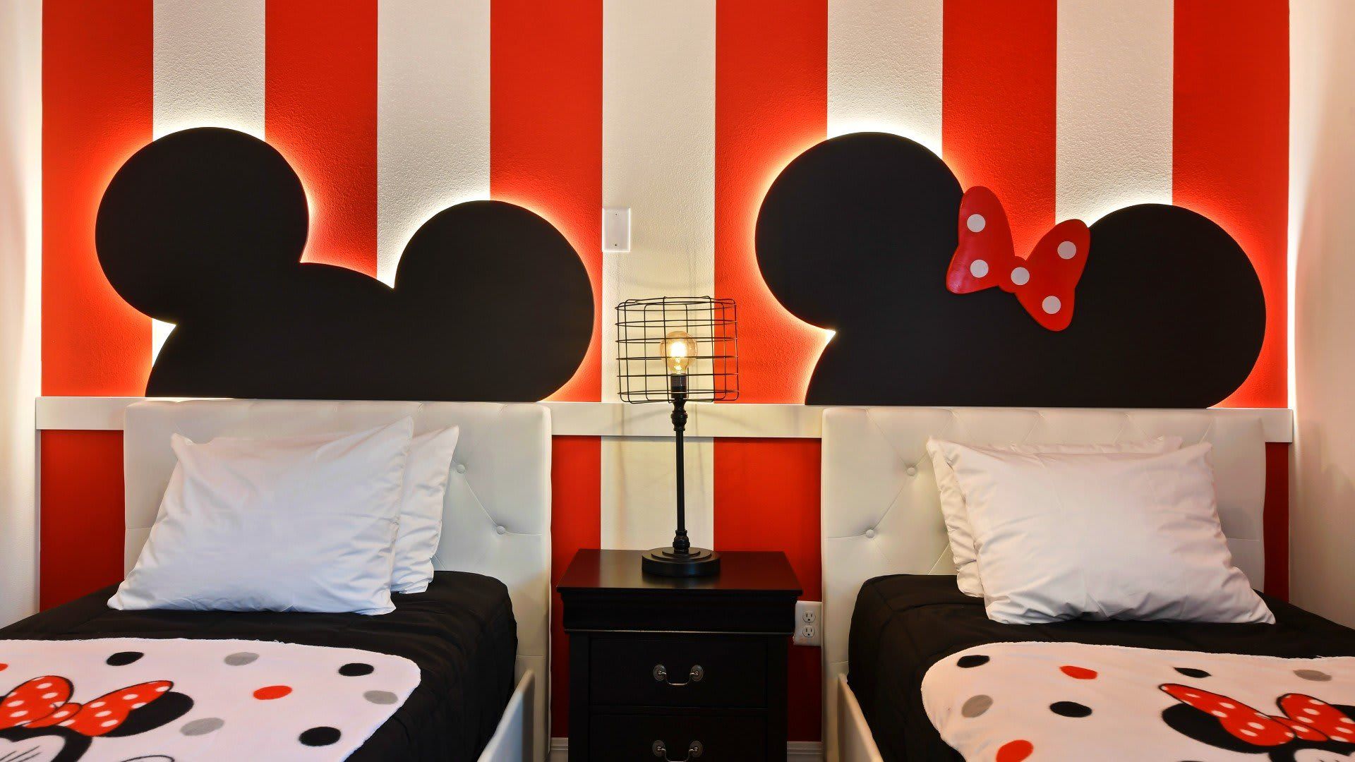 Immerse in Mickey Mouse magic with two full beds.
