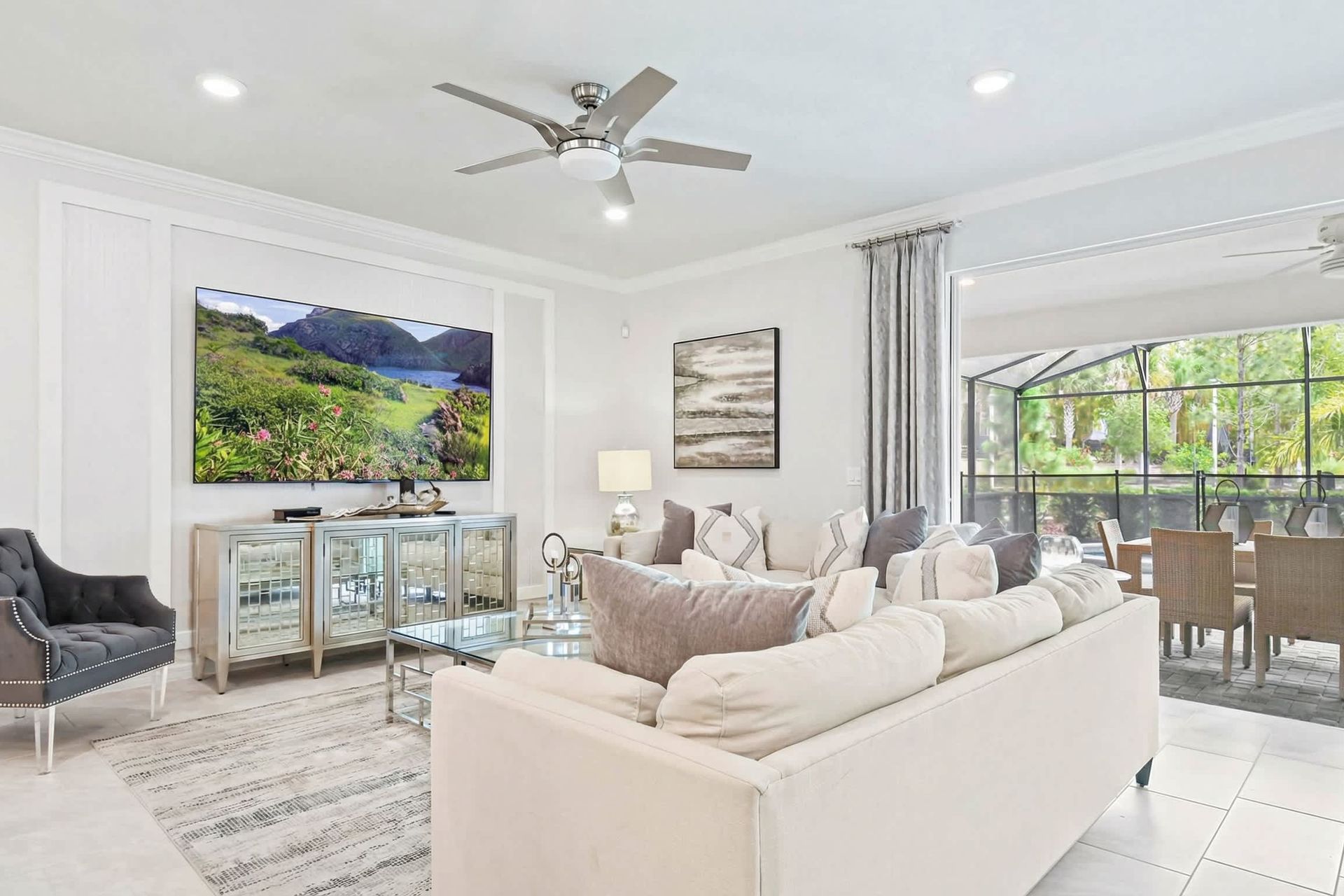 Kick back and relax in our spacious living room, where you can unwind with your favorite book or movie.