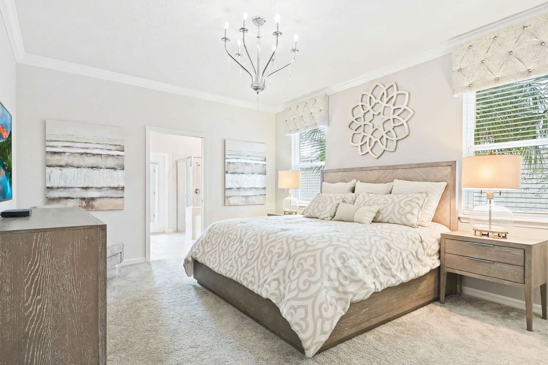 First-floor bedroom with king bed and connected bathroom.