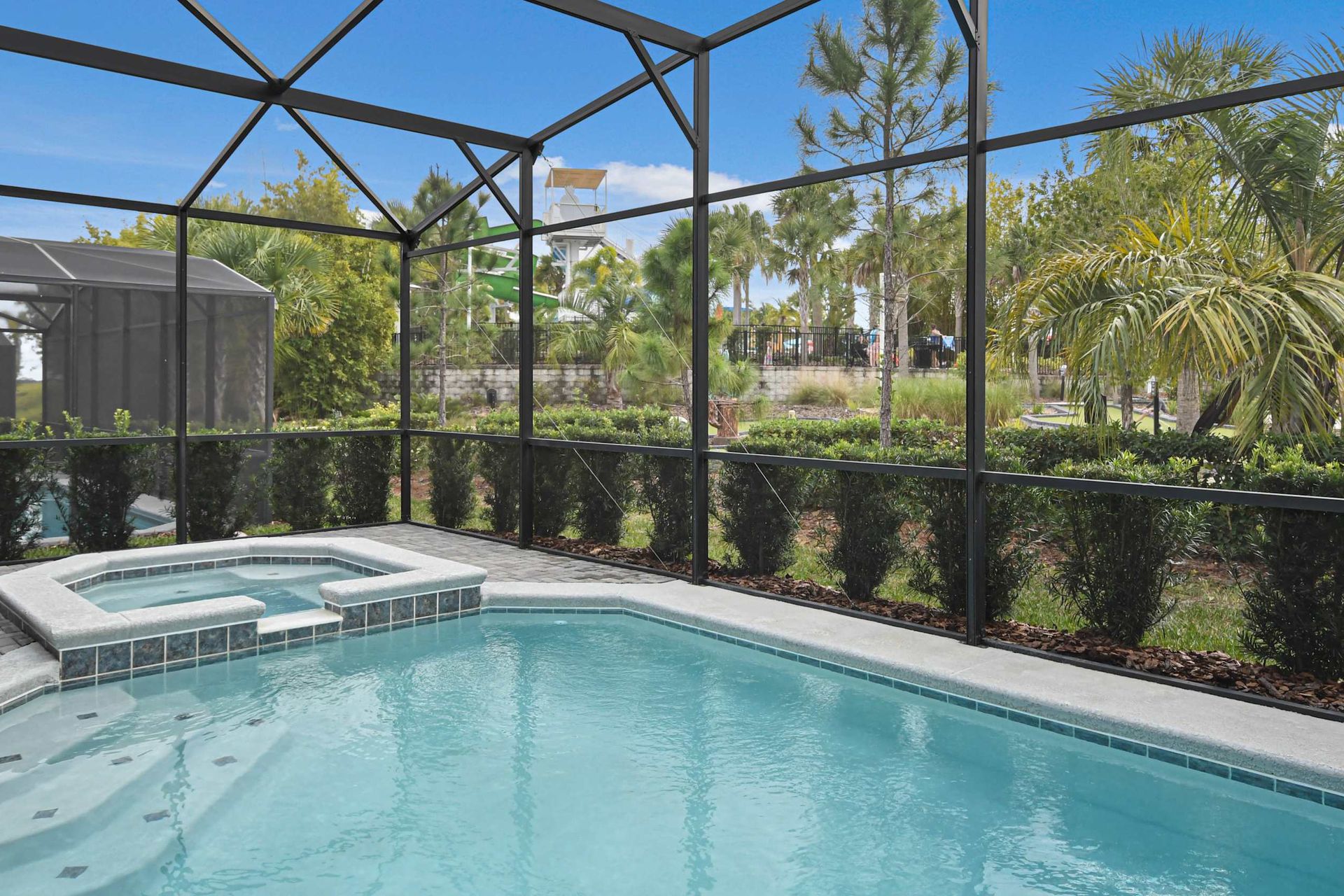 Relax and swim in the private pool and enjoy on the patio