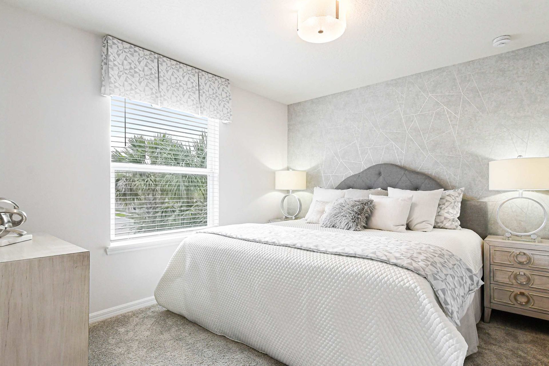Stylish bedroom with soft neutrals, textured accents, and a cozy, elegant vibe!