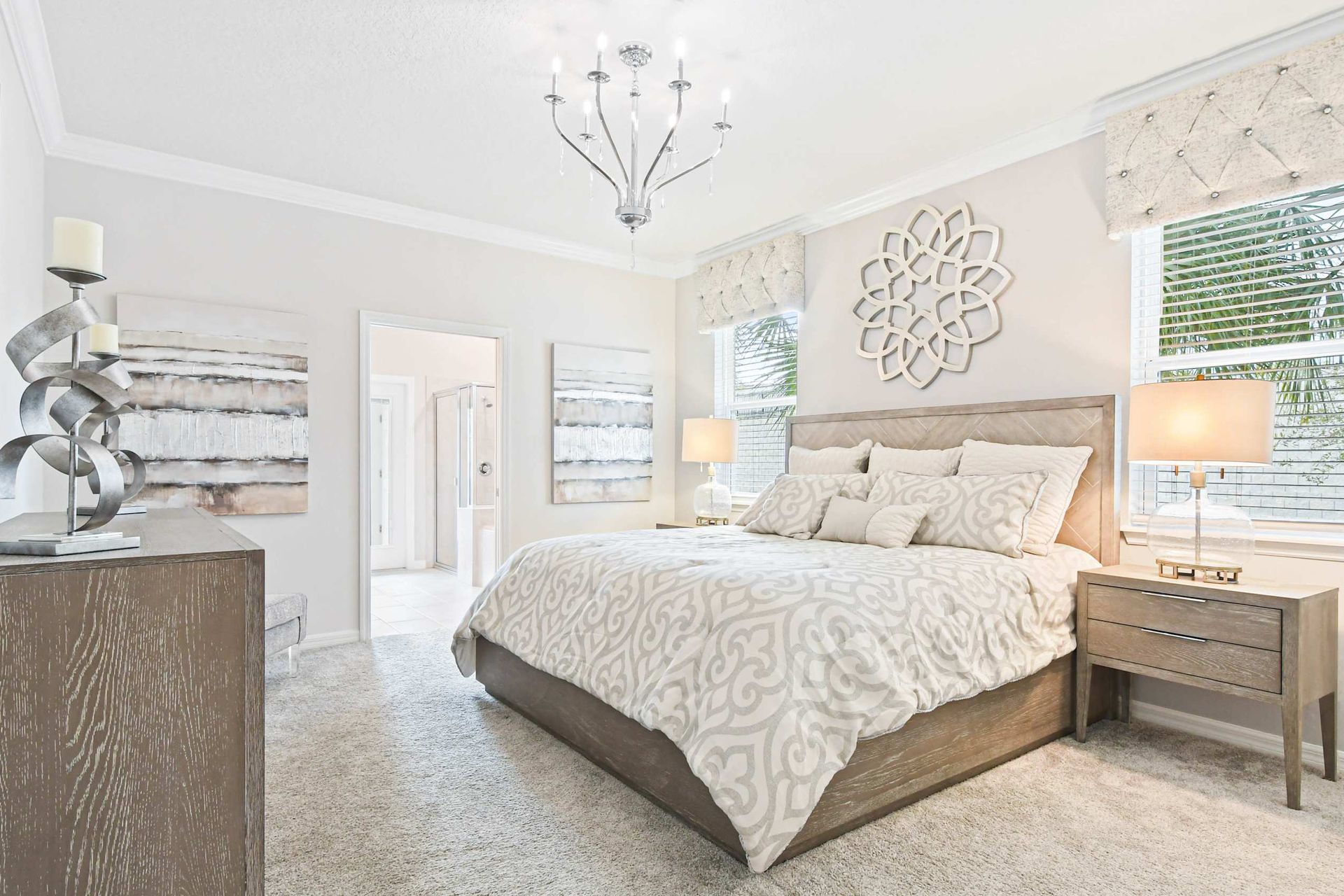 First-floor bedroom with king bed and connected bathroom.