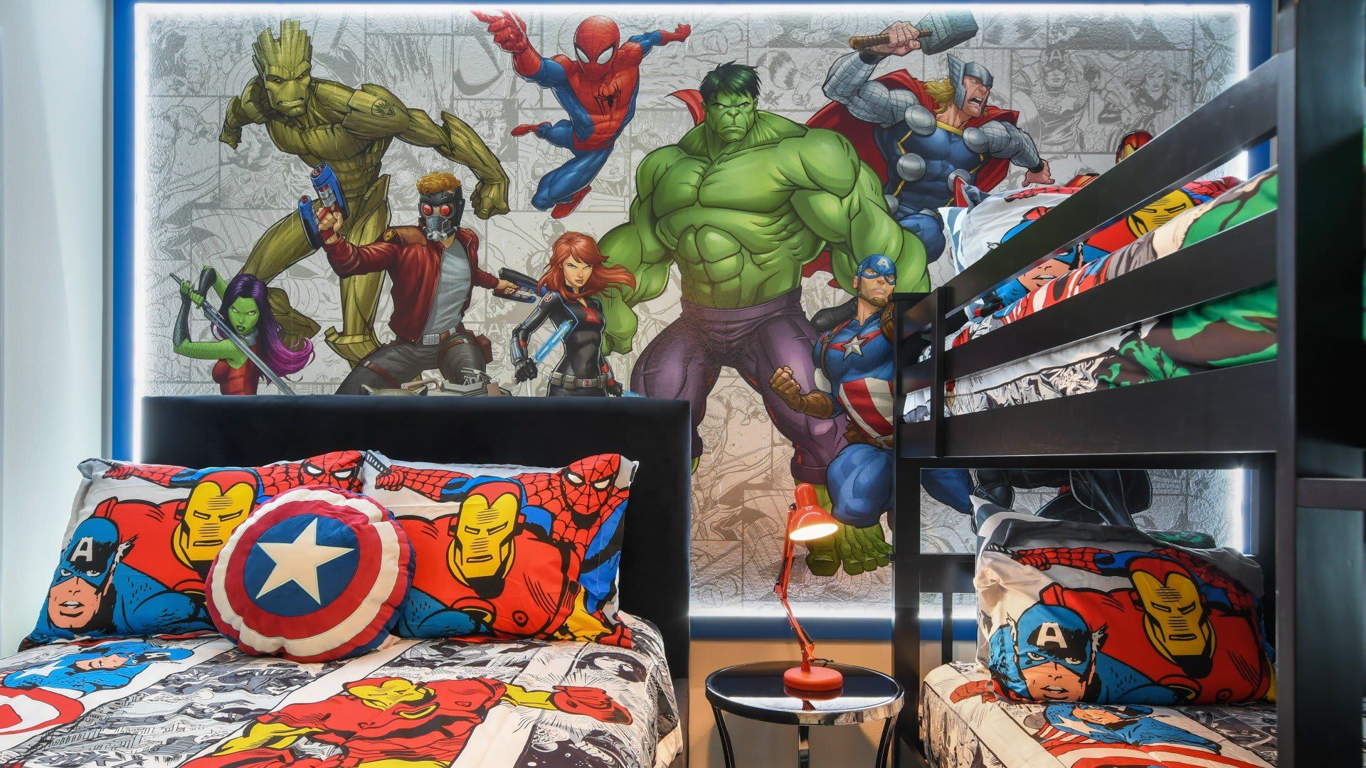 Kids will love this wall paper with all these superheroes
