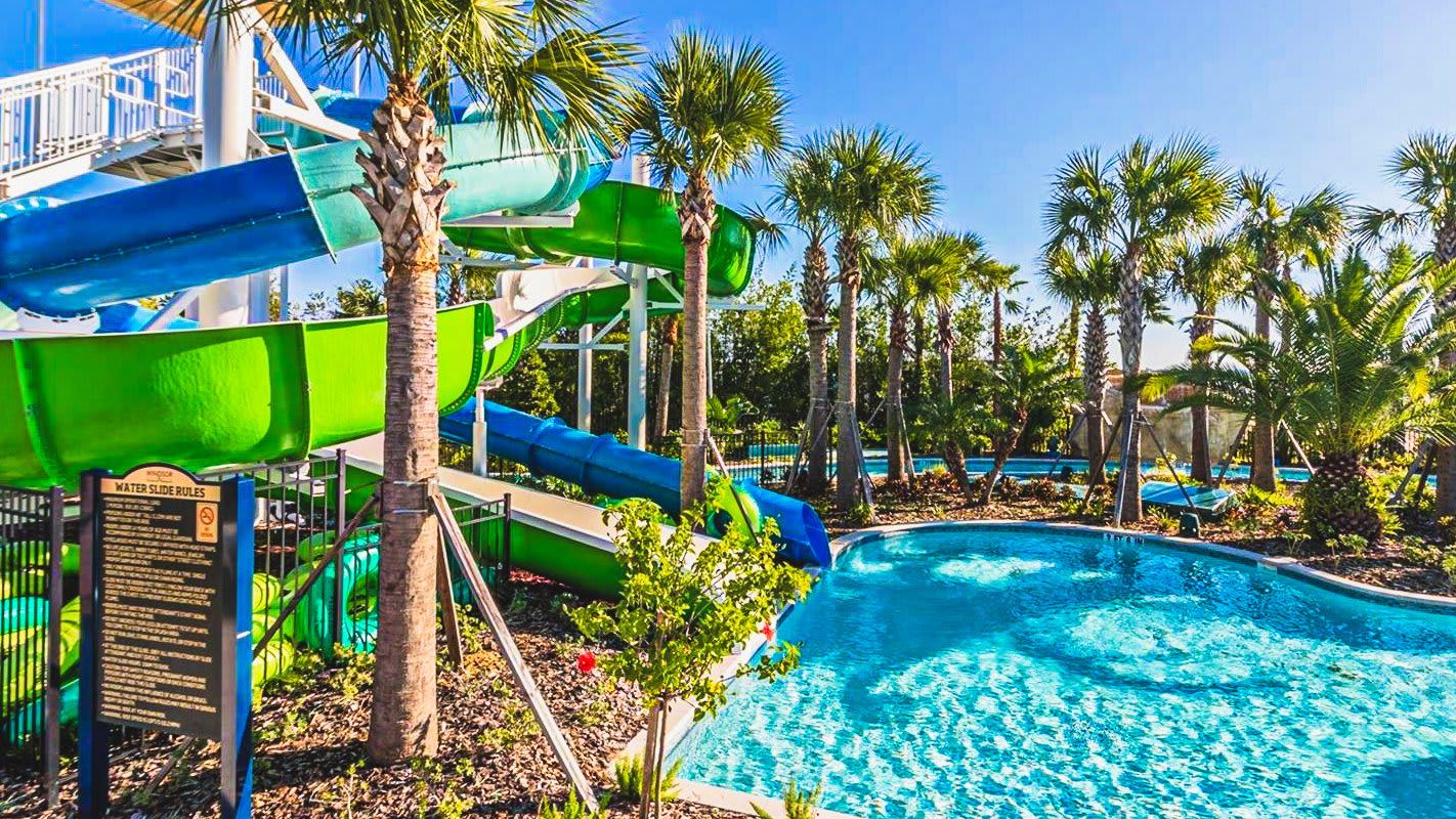 Aquatic adventure with the Windsor Island Resort's water slides.