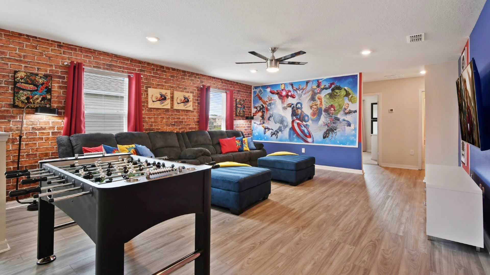 Arcade games light up a fun-filled lounge.