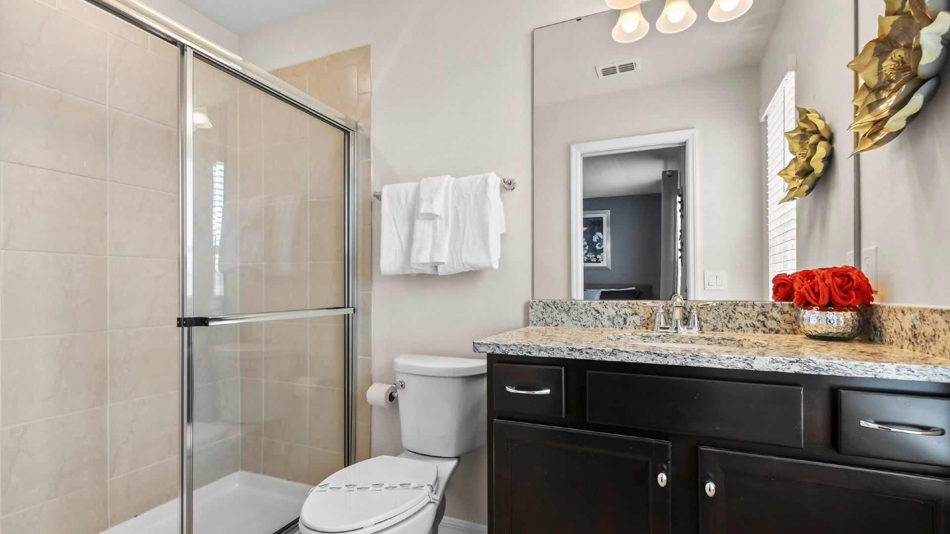 Complete and clean bathroom