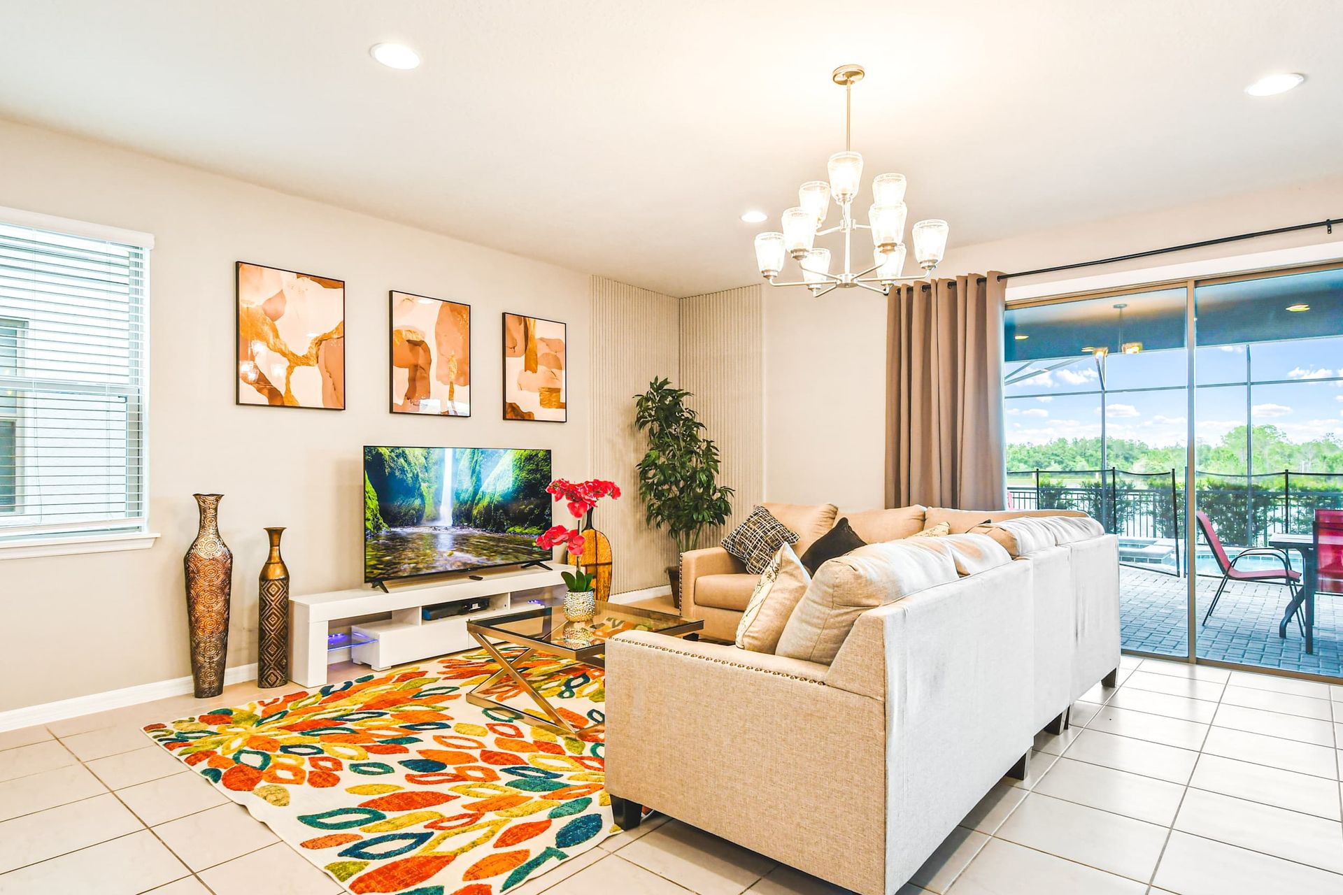 Modern, stylish retreat with cozy vibes, lake views & vibrant décor.