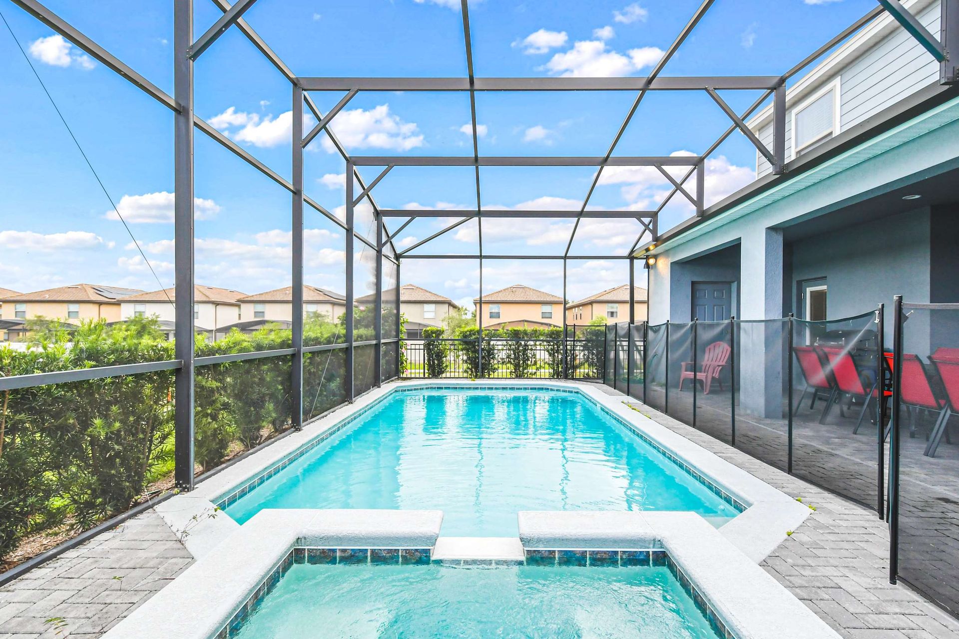 Dive into relaxation in our inviting pool, offering you the perfect retreat to unwind and soak up the sun during your stay facing the lake.
