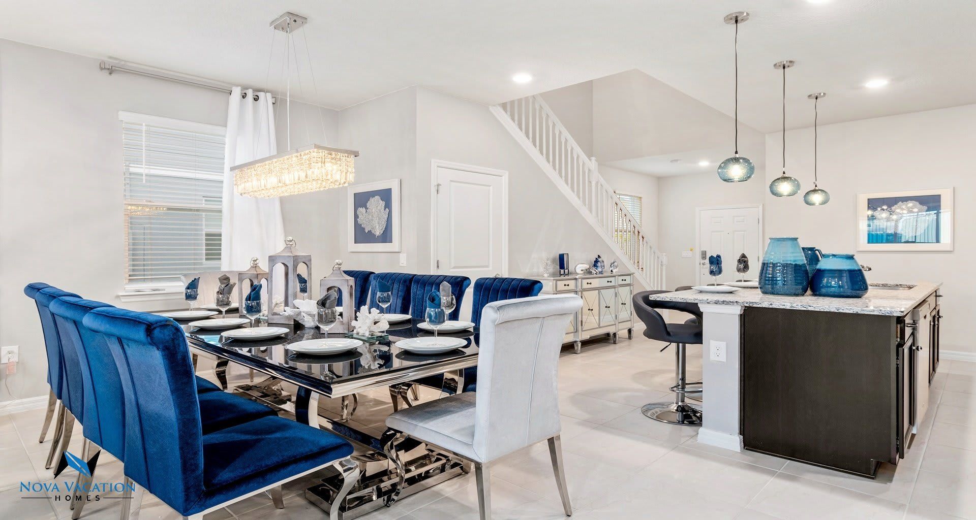 Dining Area: Spacious elegance with a 10-seater dining table.