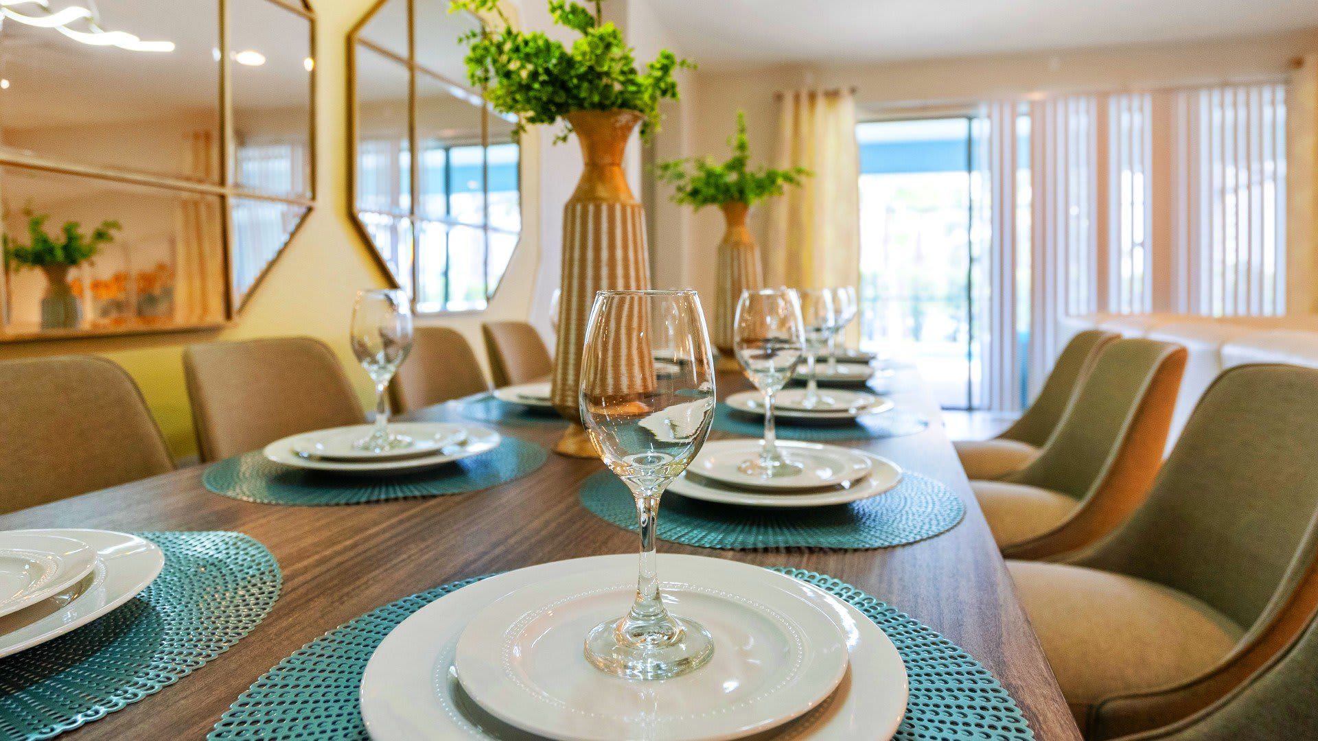 Elegant dining space with stylish decor, perfect for hosting memorable meals!